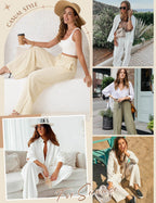 Damen Leinenhose Weites Bein