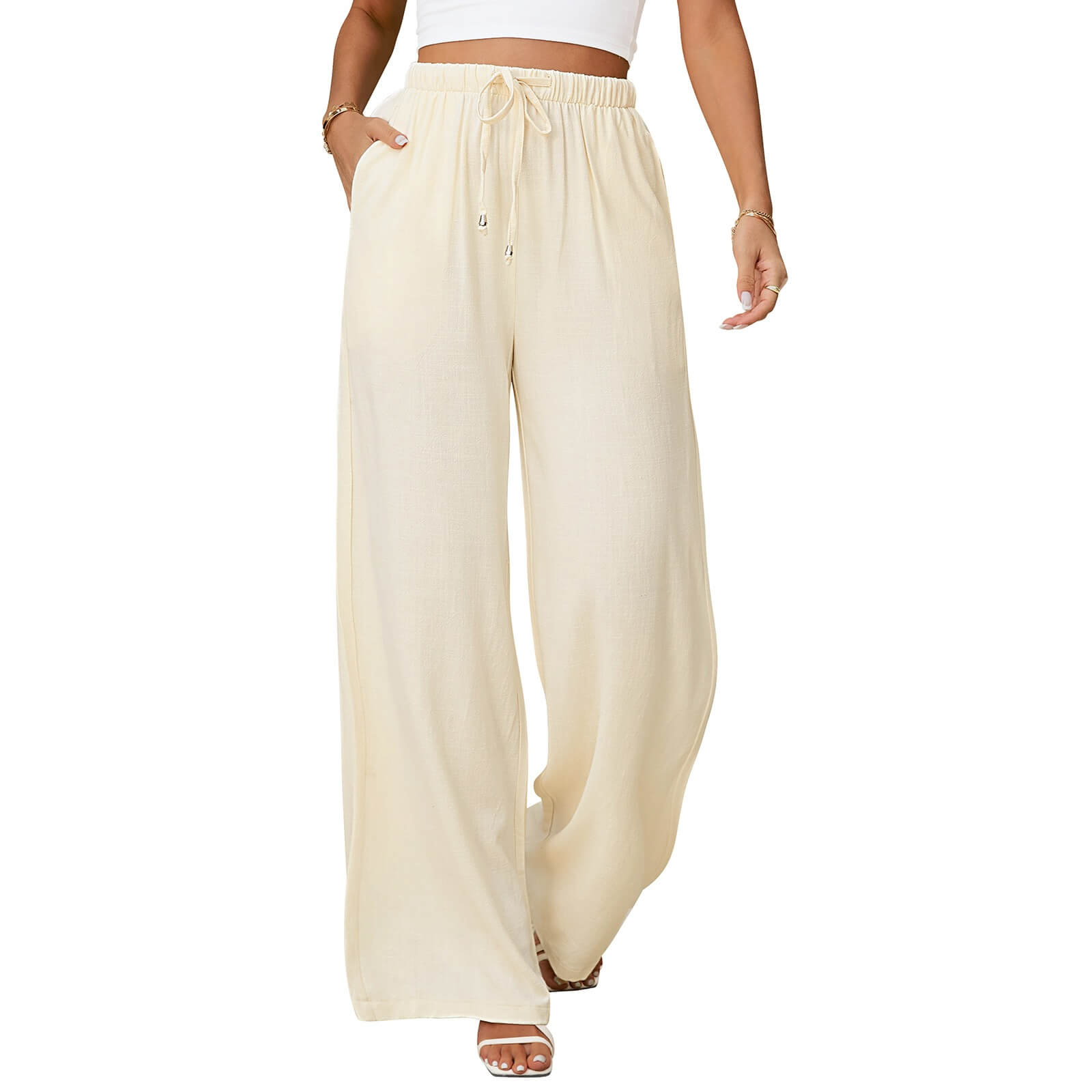 Womens Linen Wide Leg Pants Secondary image