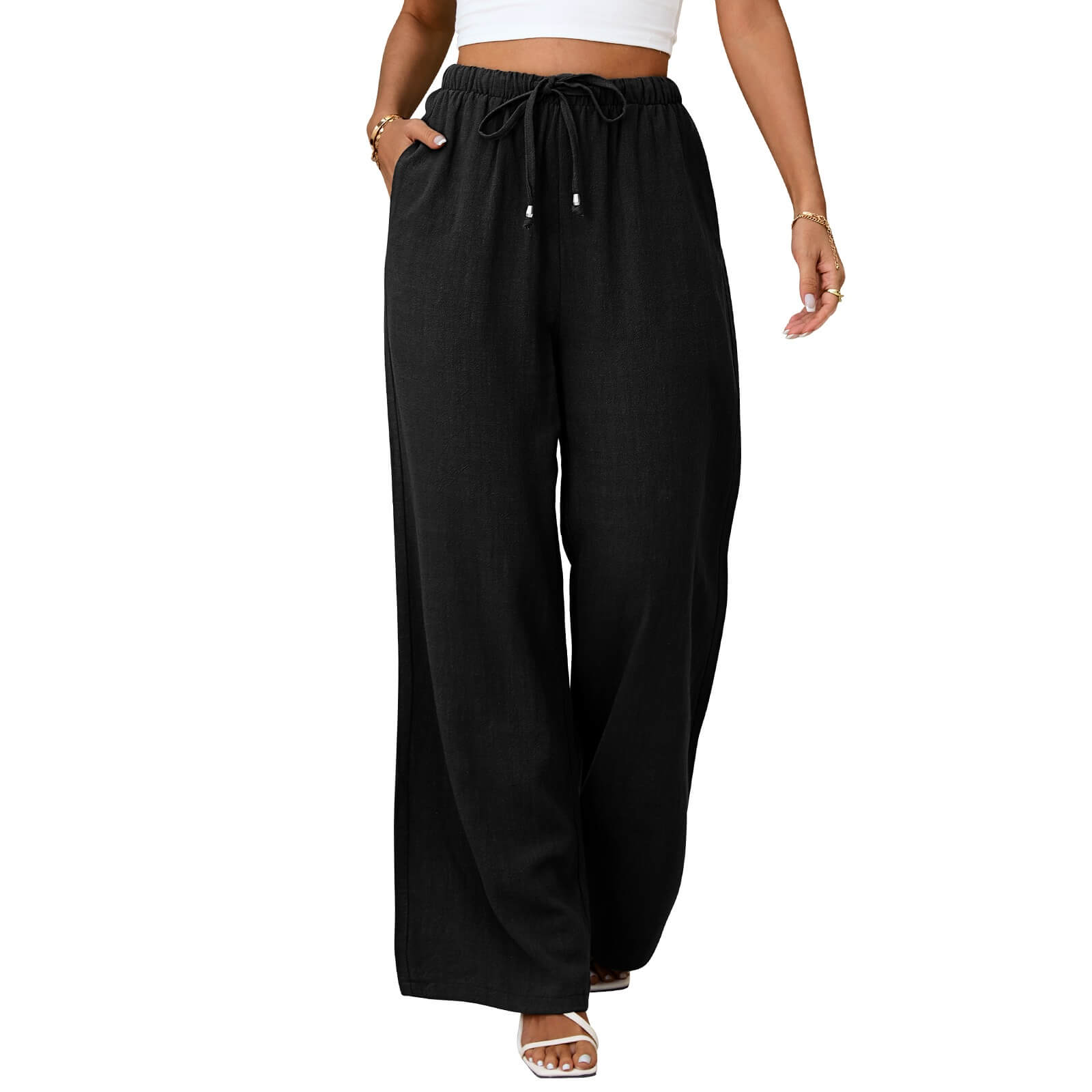 Womens Linen Wide Leg Pants