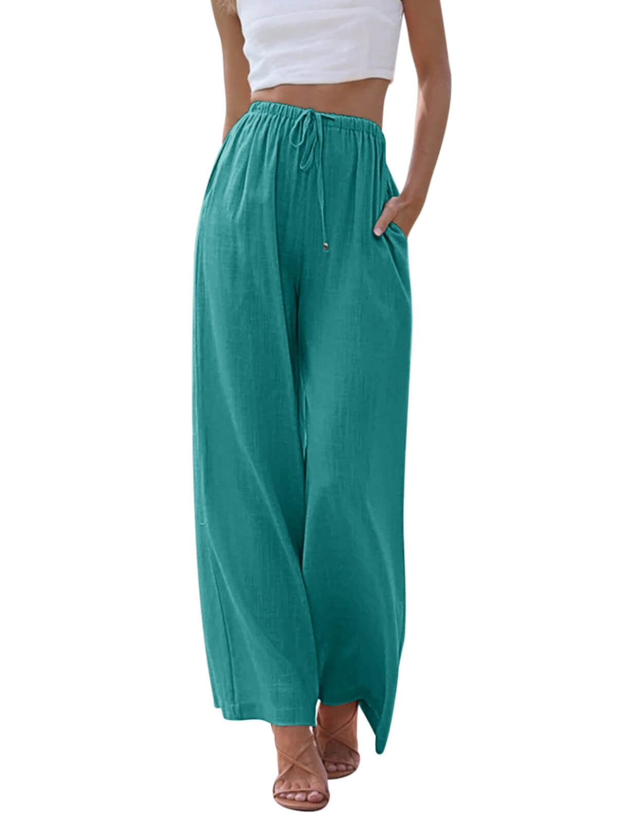 HEEKPEK Classic Flowy Linen Wide-Leg Pants