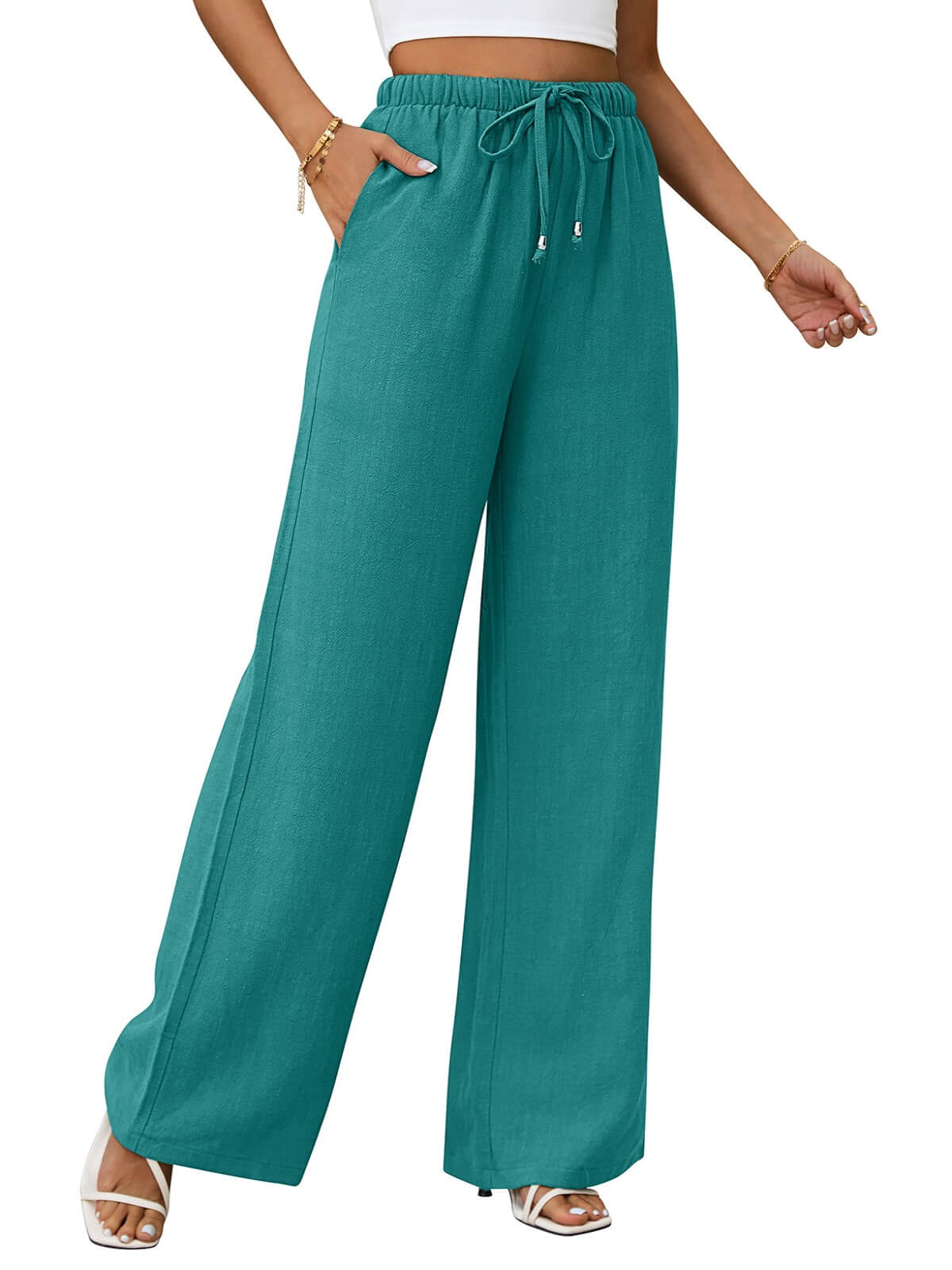 HEEKPEK Classic Flowy Linen Wide-Leg Pants