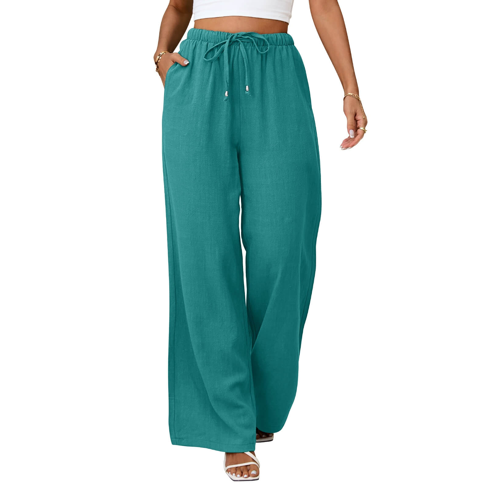 Womens Linen Wide Leg Pants