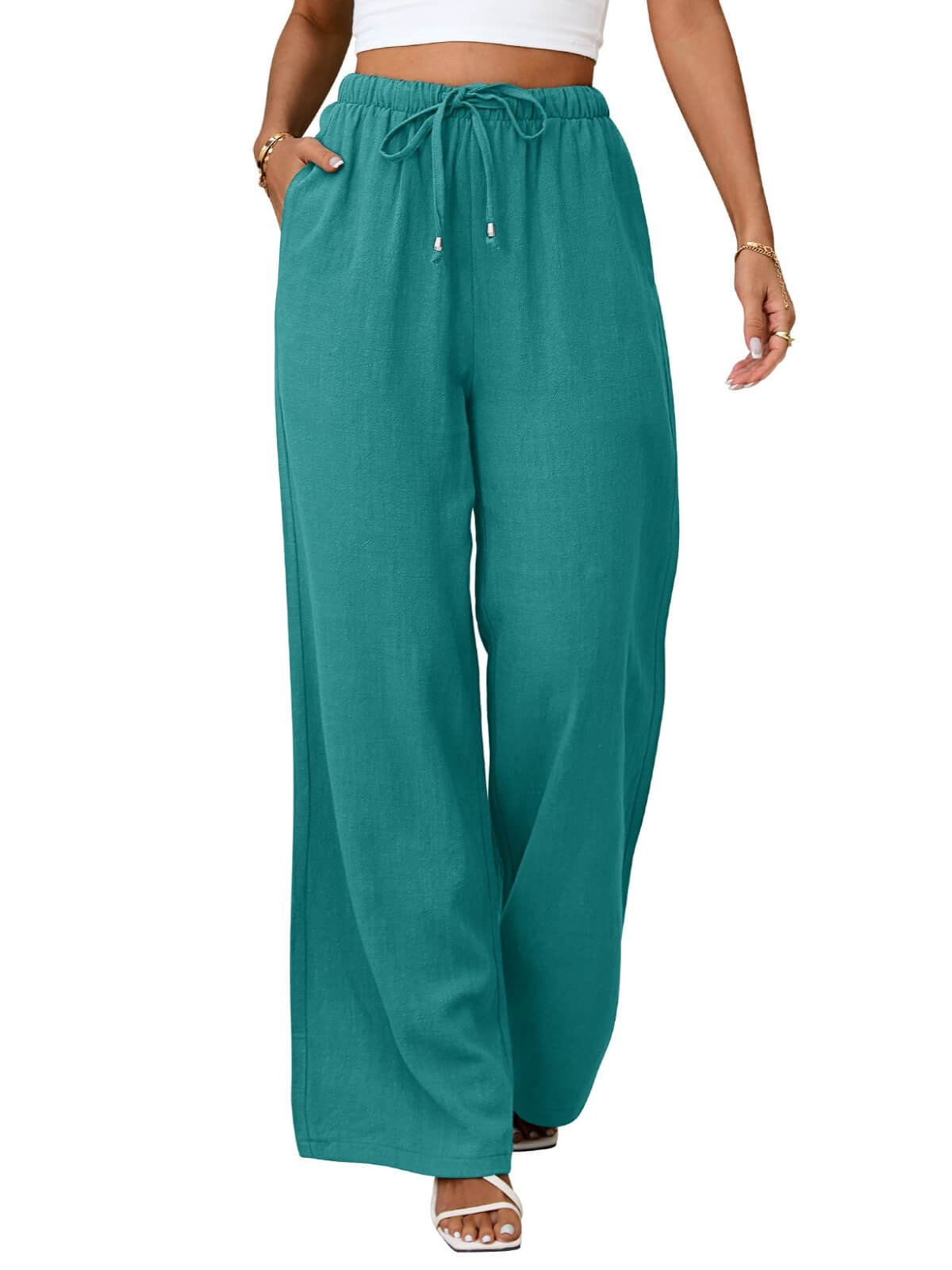 HEEKPEK Classic Flowy Linen Wide-Leg Pants