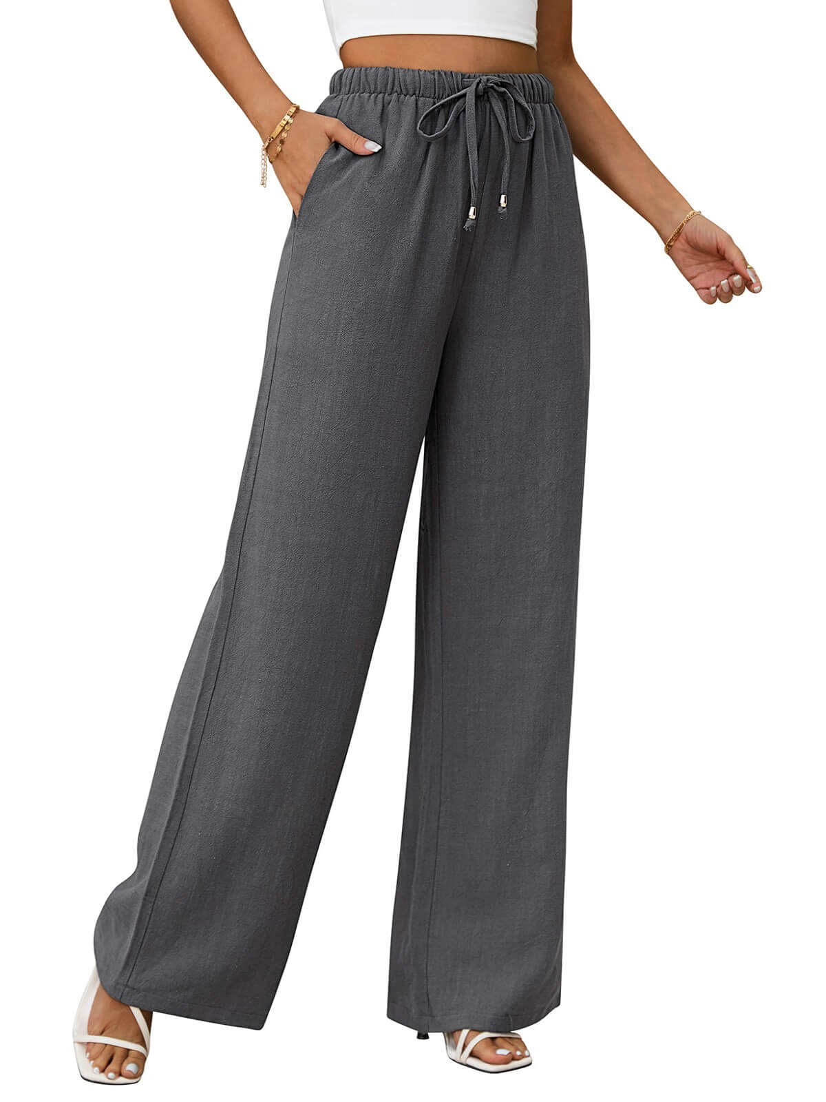 HEEKPEK Classic Flowy Linen Wide-Leg Pants