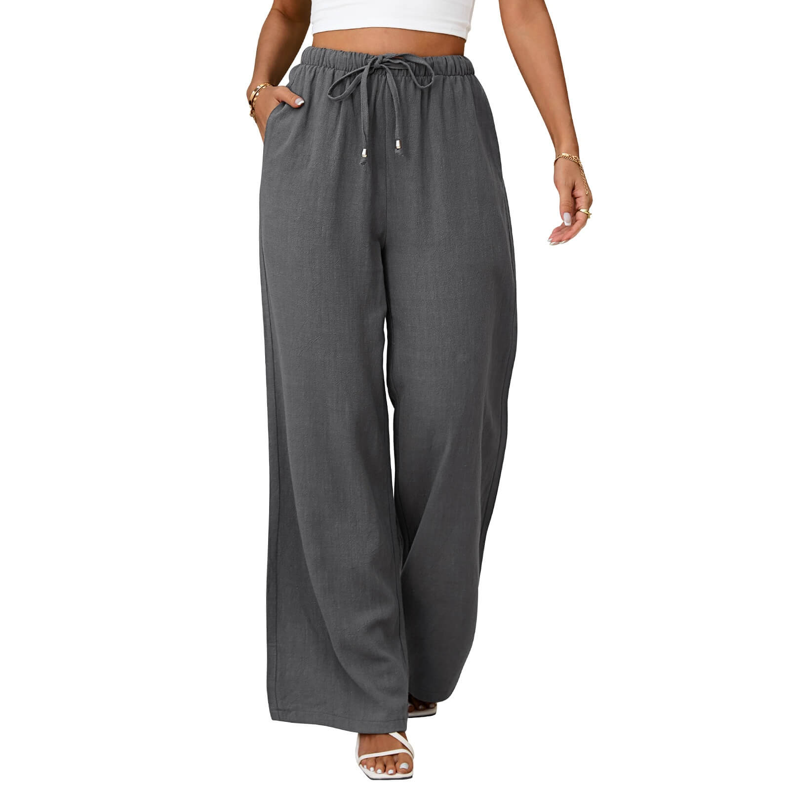 Womens Linen Wide Leg Pants