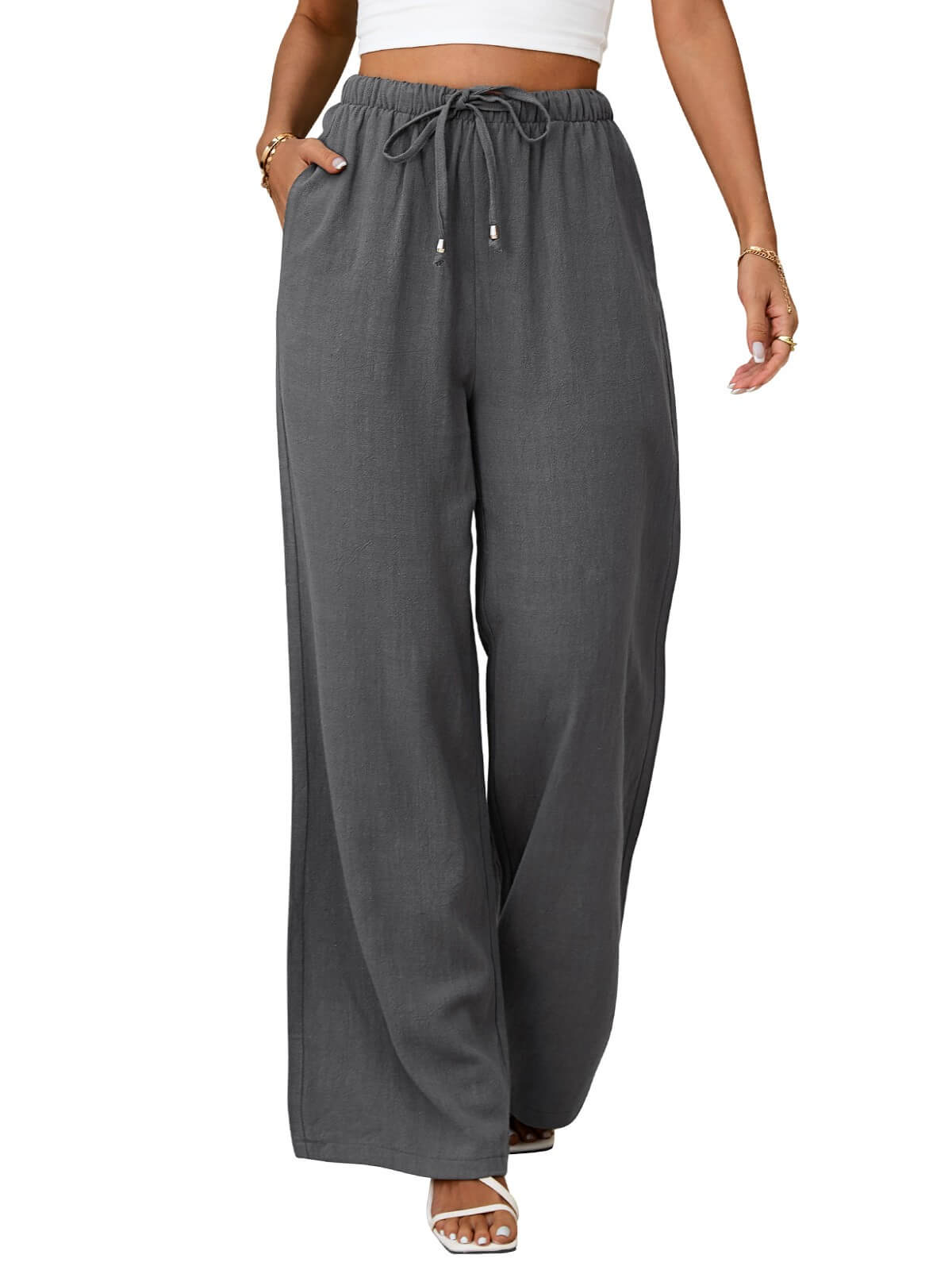 HEEKPEK Classic Flowy Linen Wide-Leg Pants