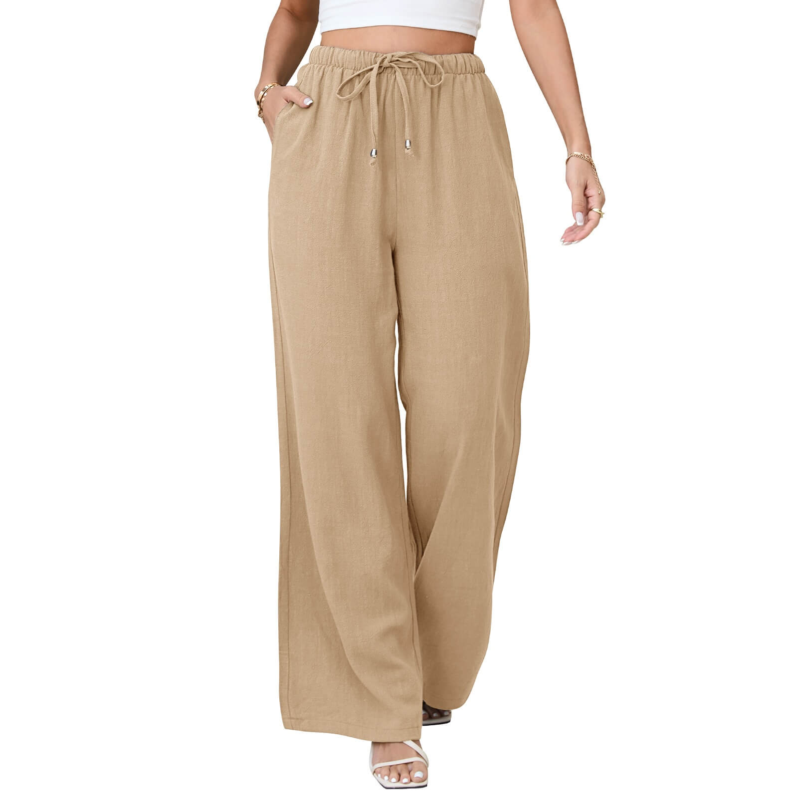Womens Linen Wide Leg Pants