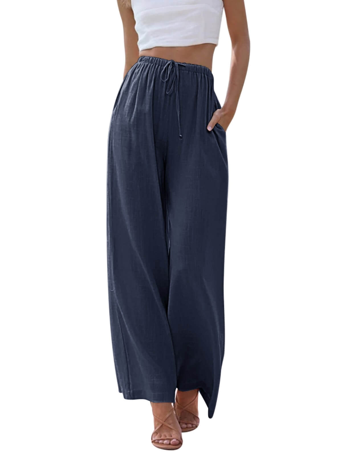 HEEKPEK Classic Flowy Linen Wide-Leg Pants