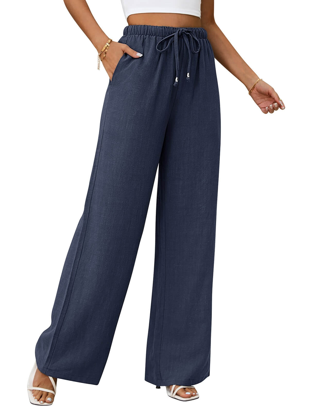 HEEKPEK Classic Flowy Linen Wide-Leg Pants