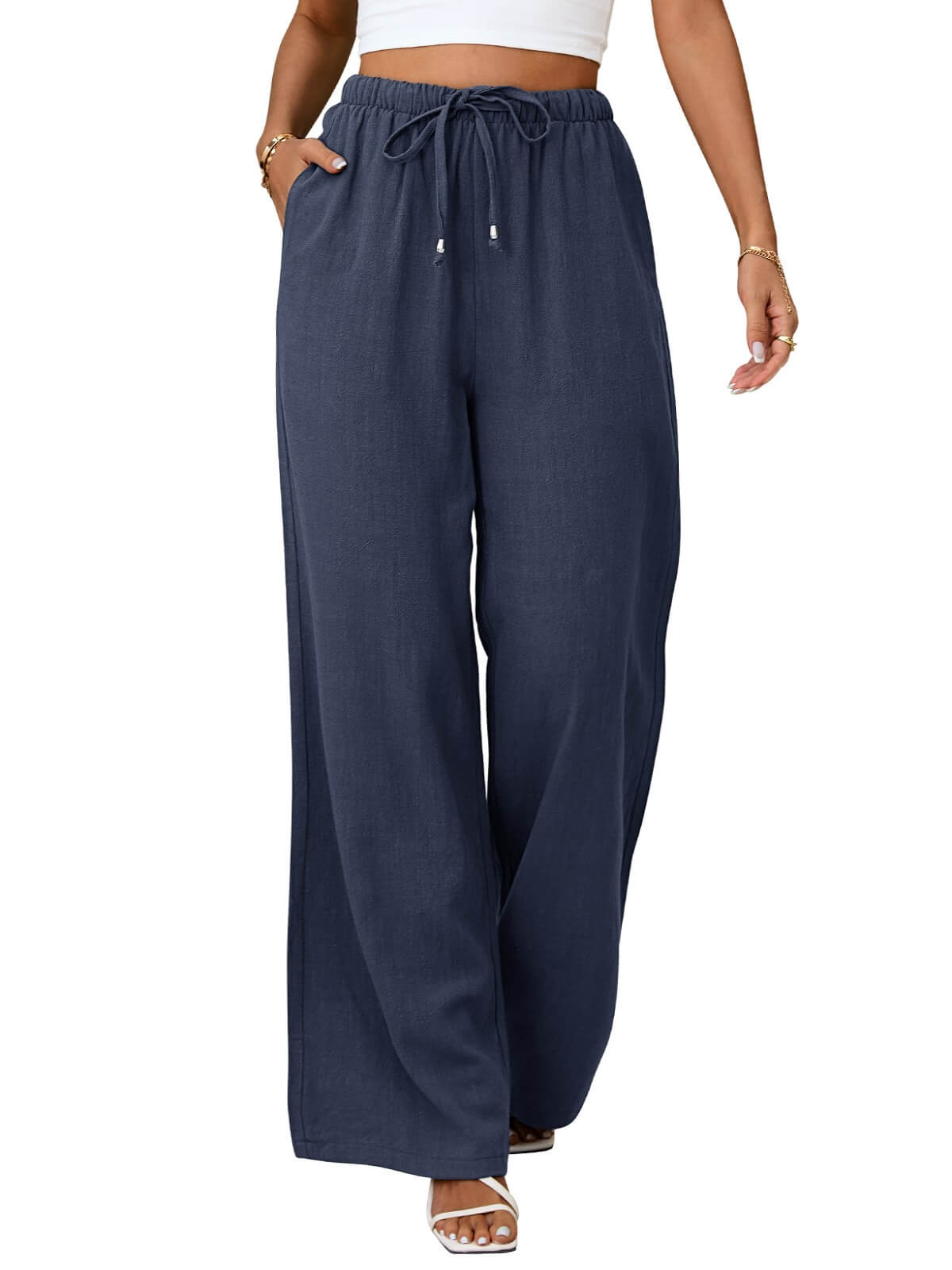 HEEKPEK Classic Flowy Linen Wide-Leg Pants