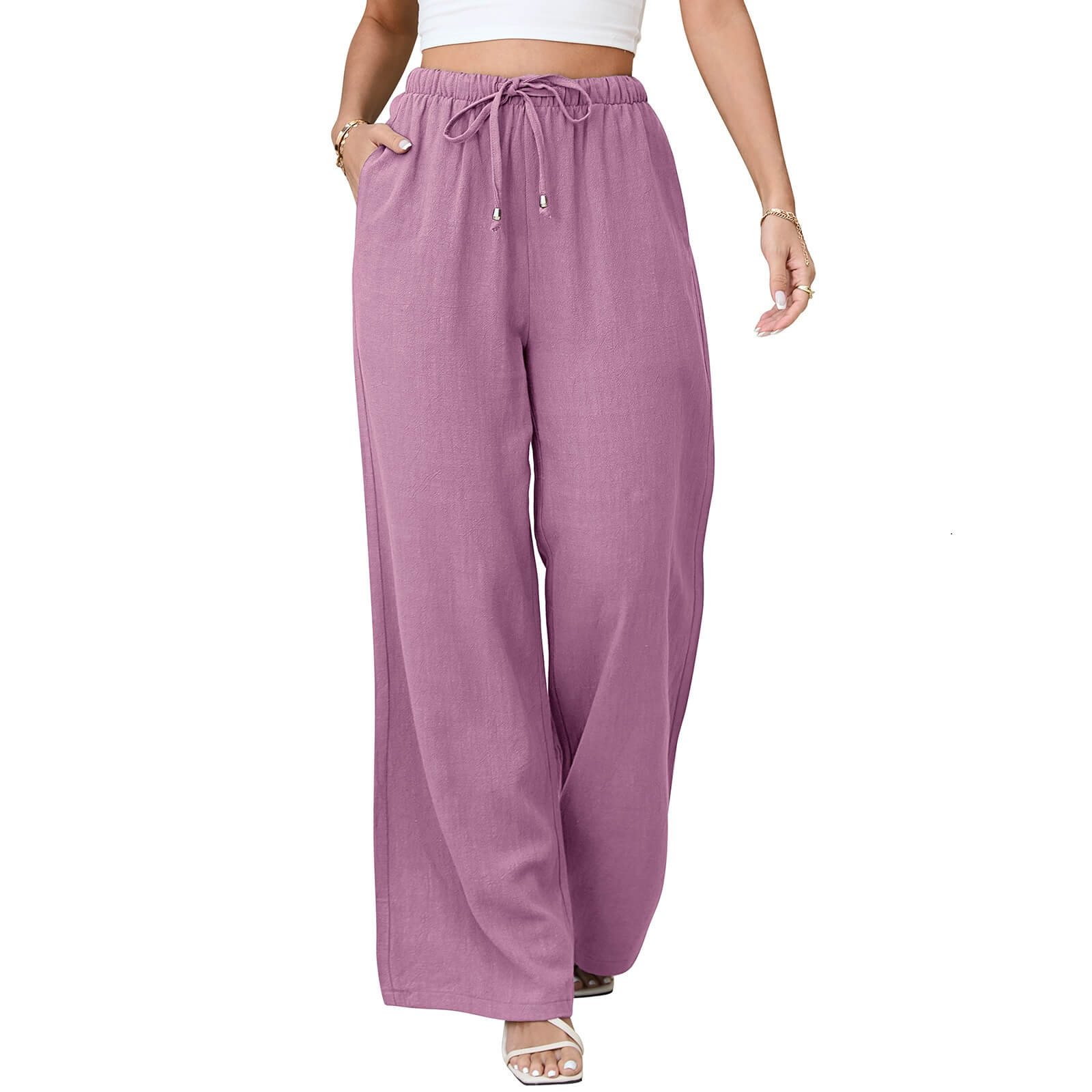 Womens Linen Wide Leg Pants