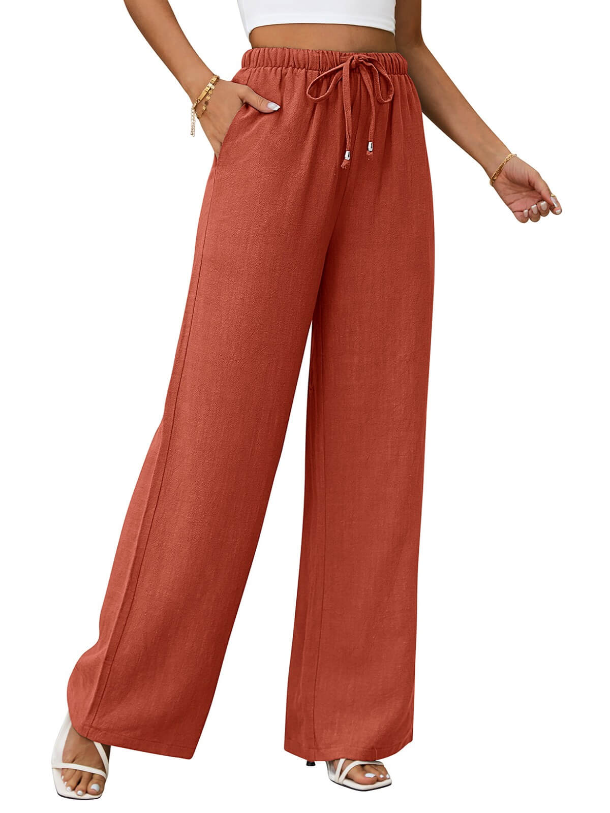 HEEKPEK Classic Flowy Linen Wide-Leg Pants