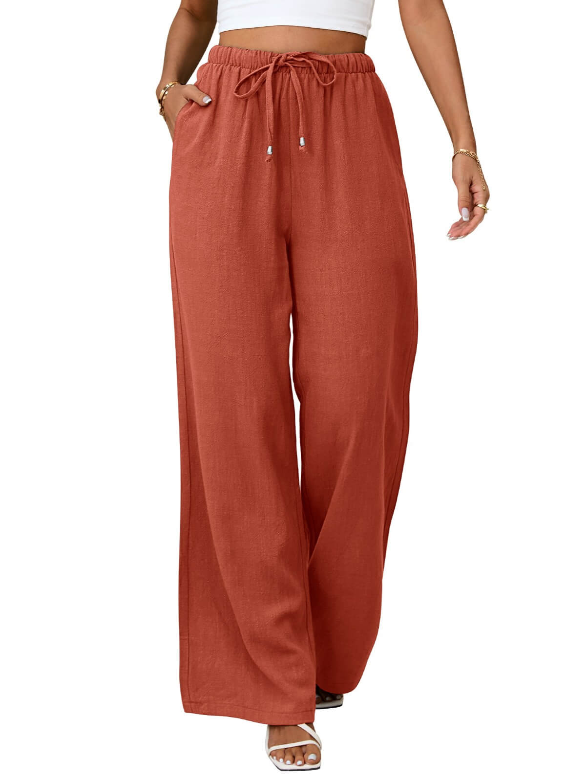 HEEKPEK Classic Flowy Linen Wide-Leg Pants