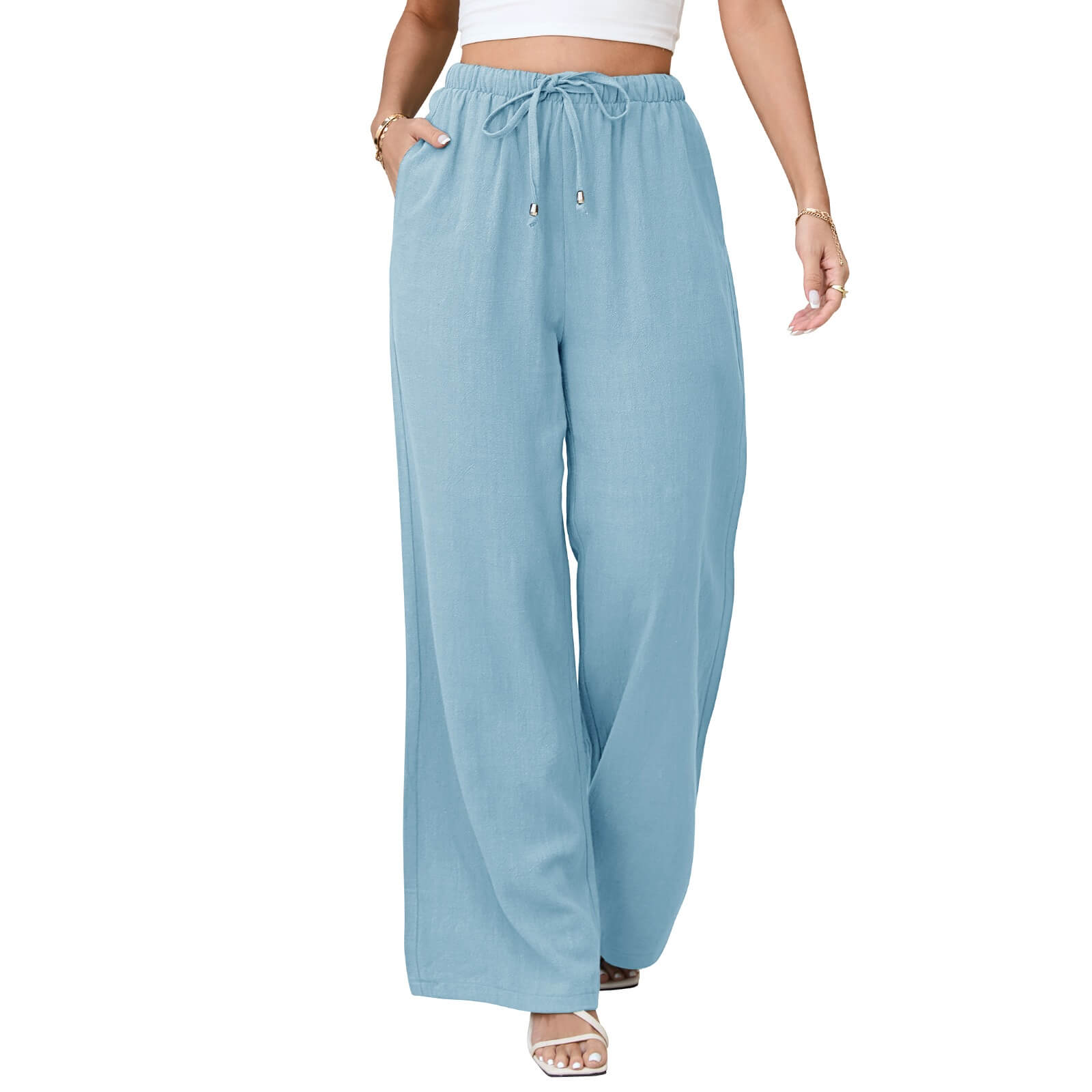 Womens Linen Wide Leg Pants