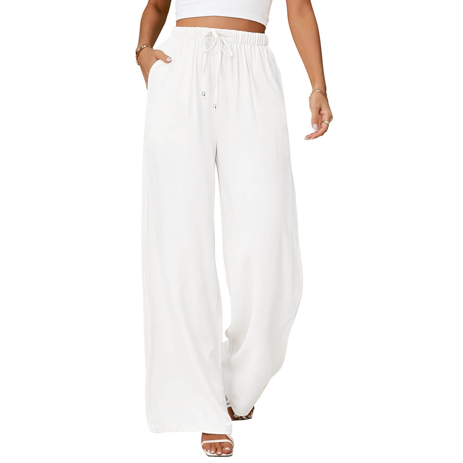 Womens Linen Wide Leg Pants Main image