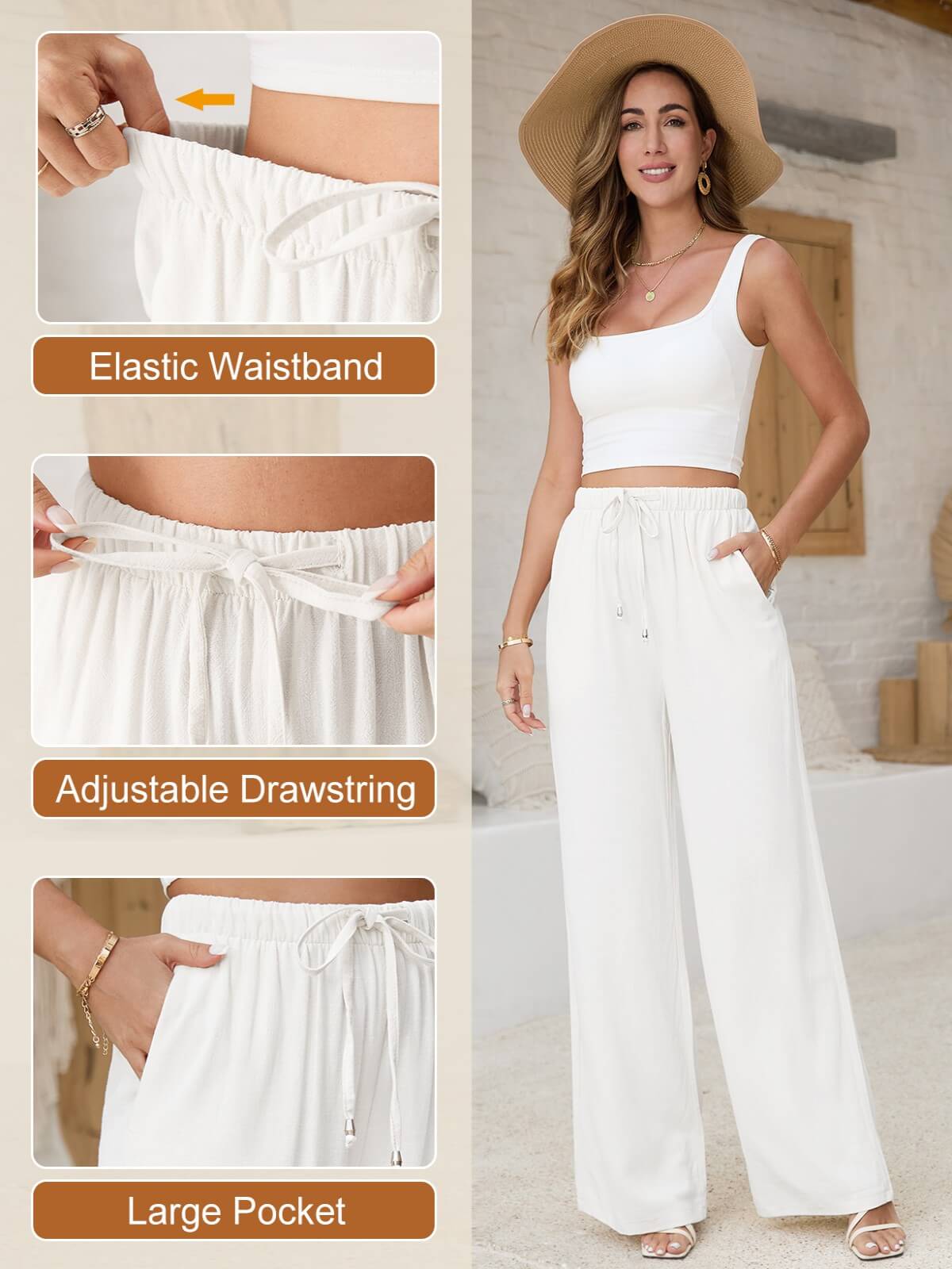 HEEKPEK Classic Flowy Linen Wide-Leg Pants