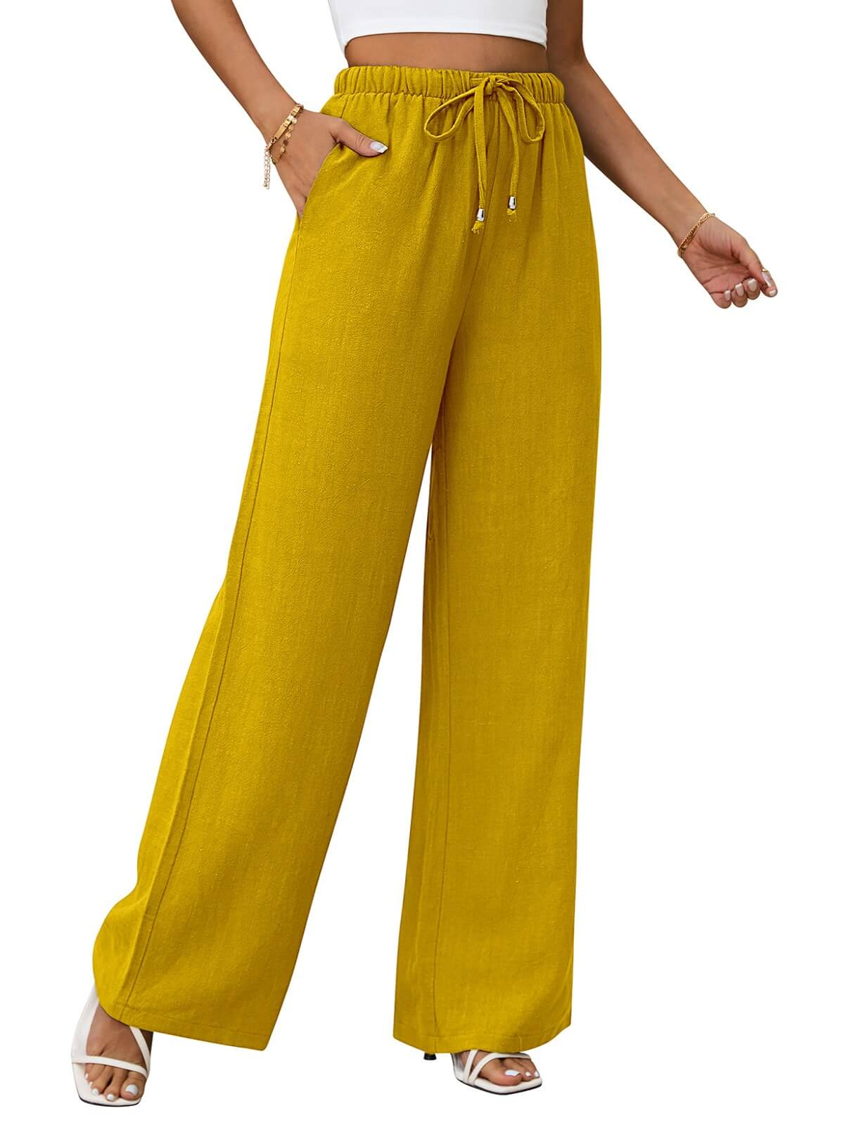 HEEKPEK Classic Flowy Linen Wide-Leg Pants