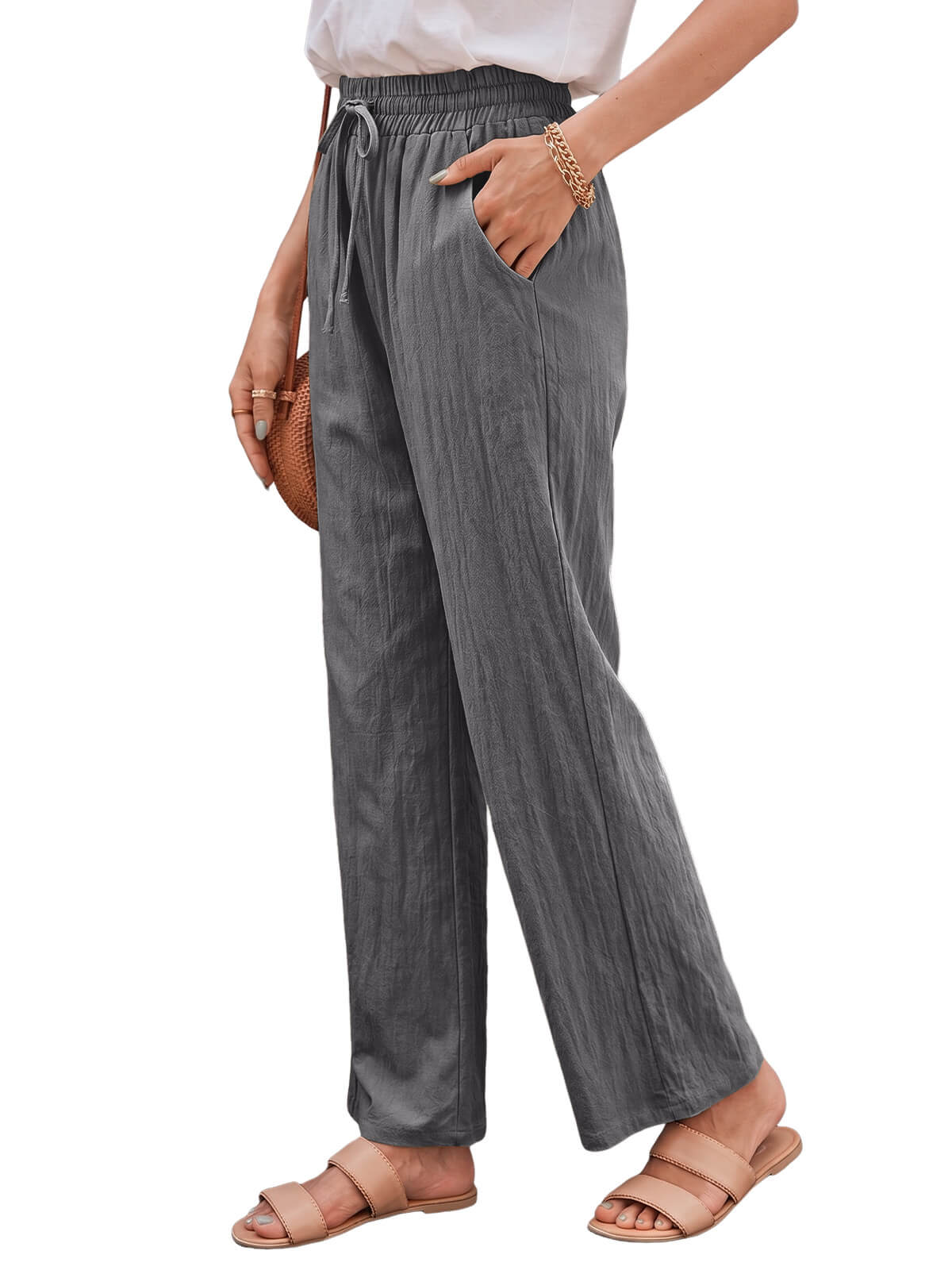 Damen Leinenhose Weites Bein