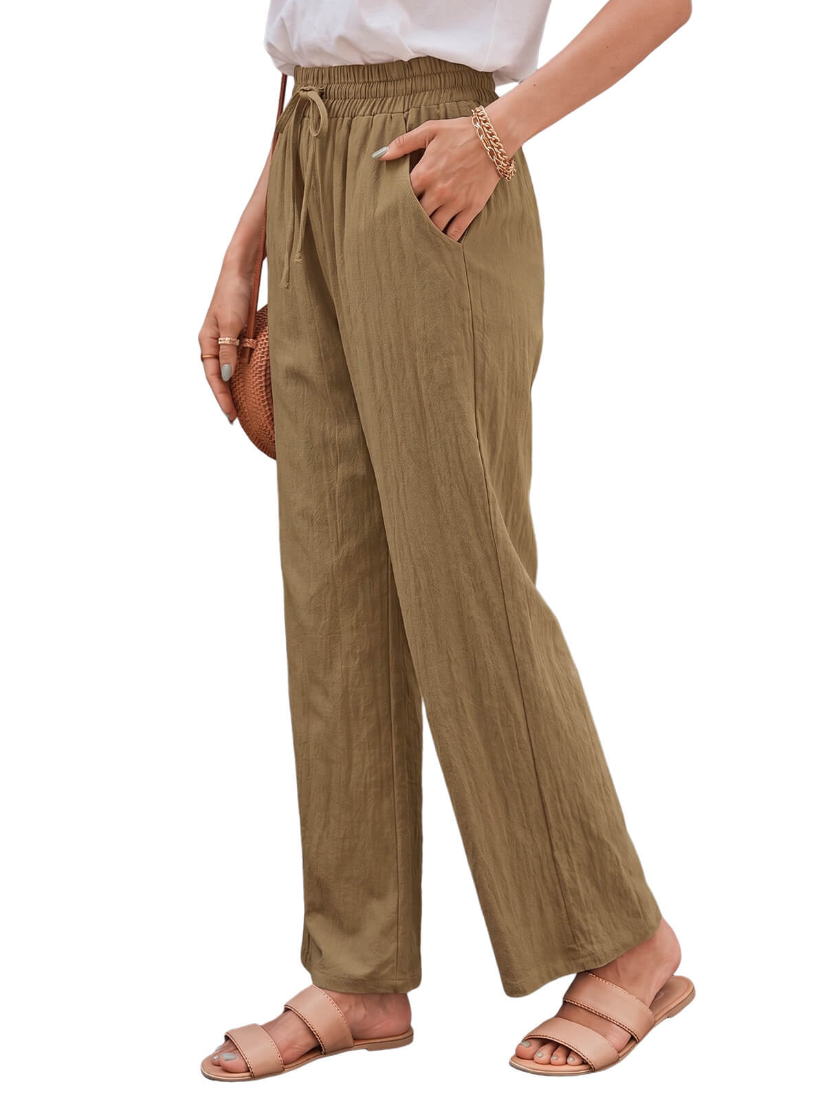 Damen Leinenhose Weites Bein