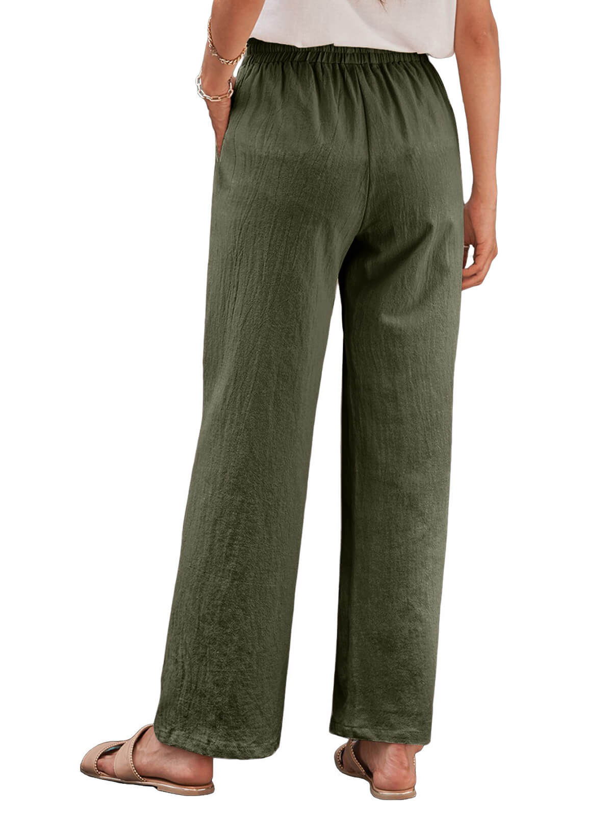 Damen Leinenhose Weites Bein