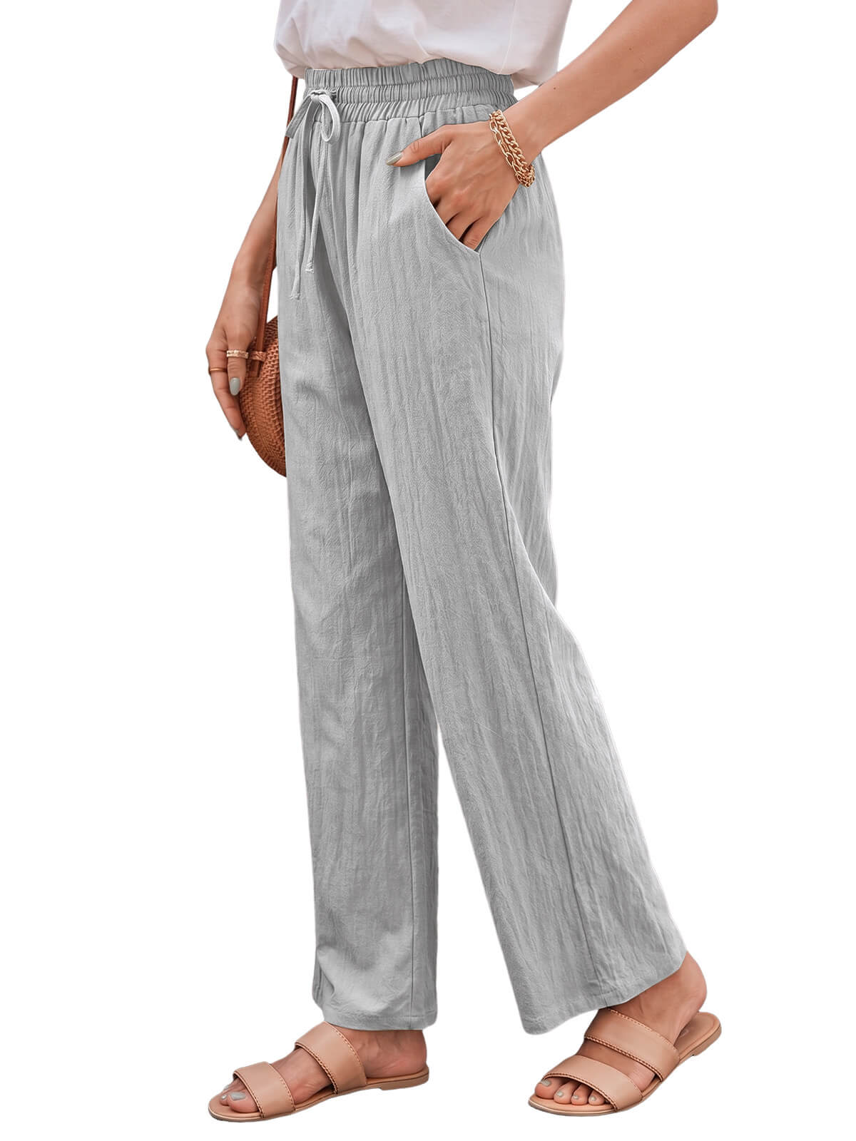 Damen Leinenhose Weites Bein