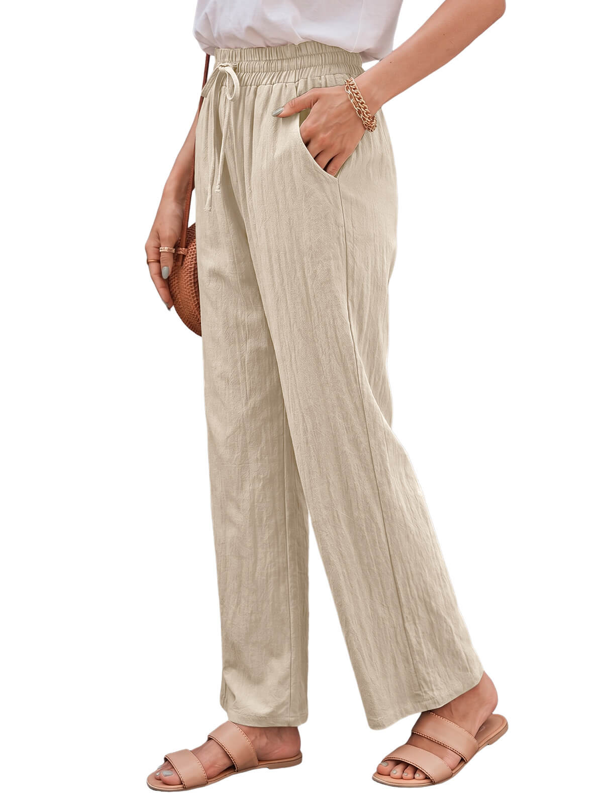 Damen Leinenhose Weites Bein