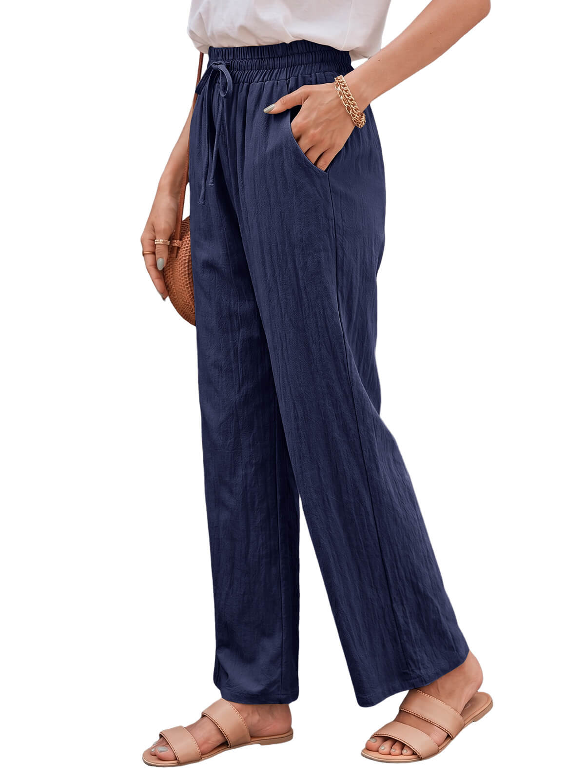 Damen Leinenhose Weites Bein