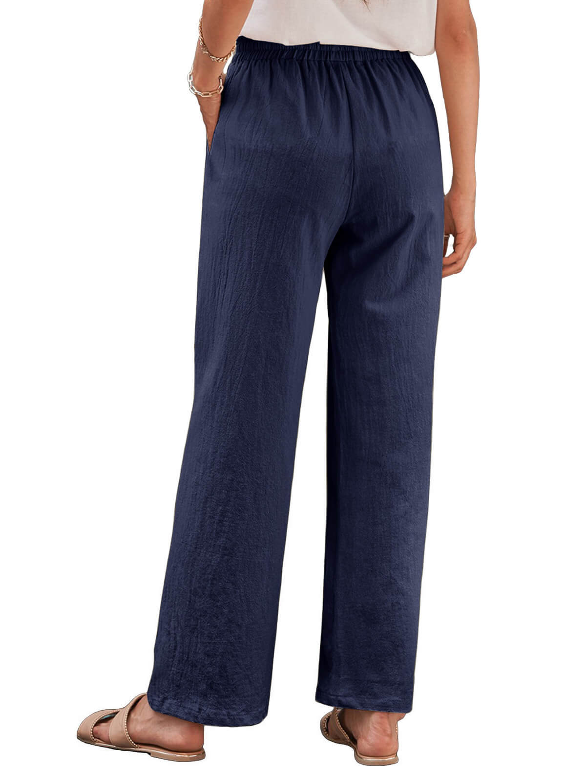 Damen Leinenhose Weites Bein