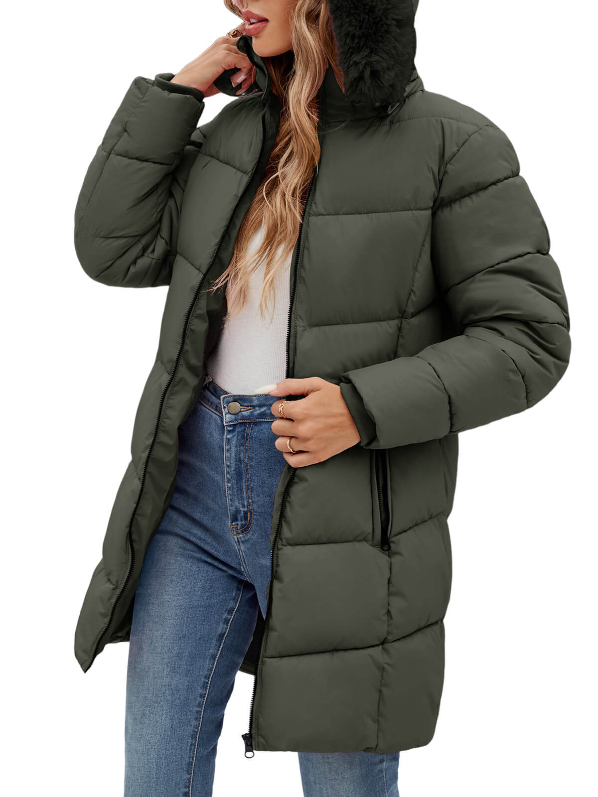HEEKPEK Womens Long Winter Parka Hooded Puffer Jacket Water Repellent Fleece Lined Coat
