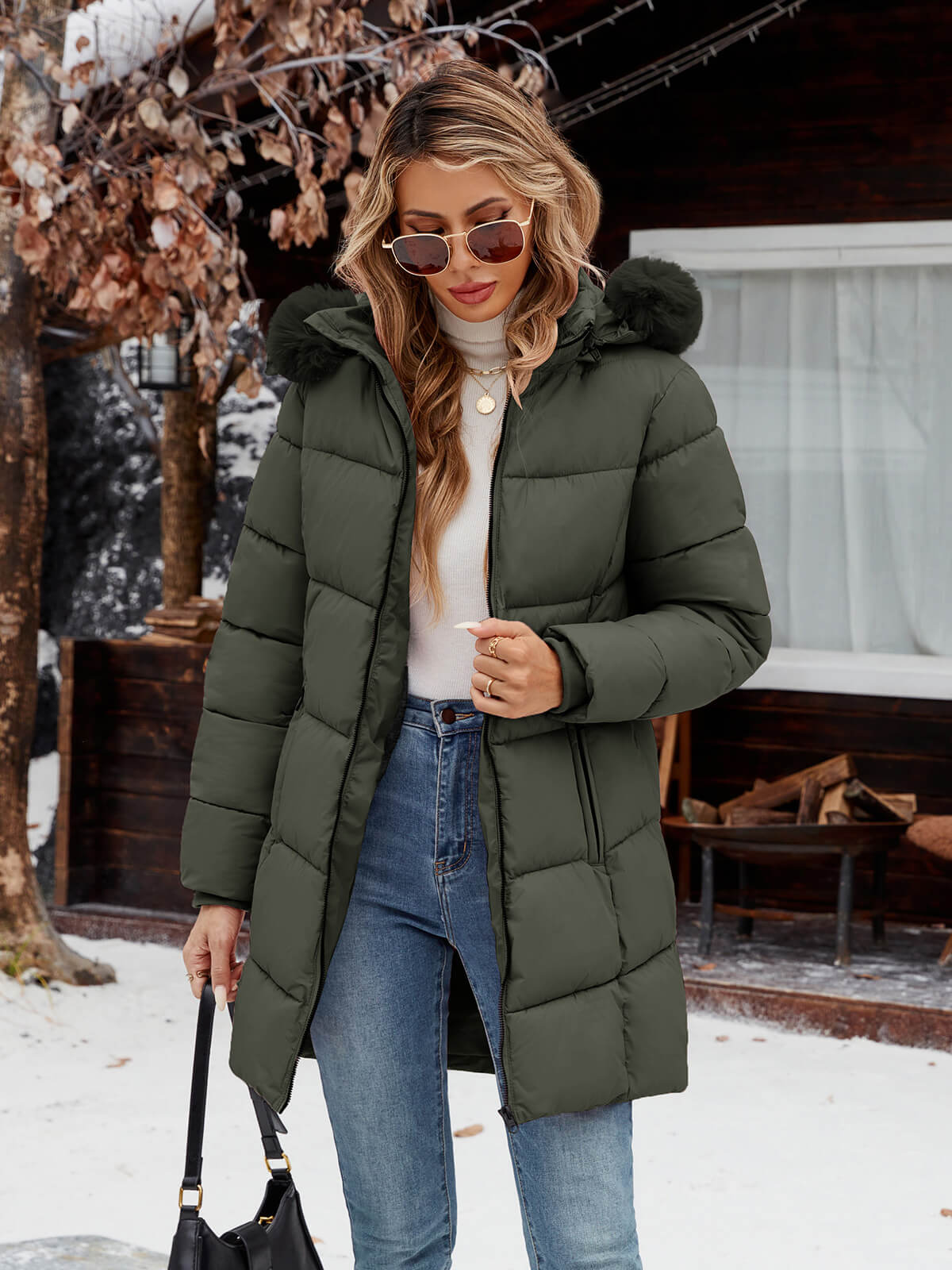 HEEKPEK Womens Long Winter Parka Hooded Puffer Jacket Water Repellent Fleece Lined Coat