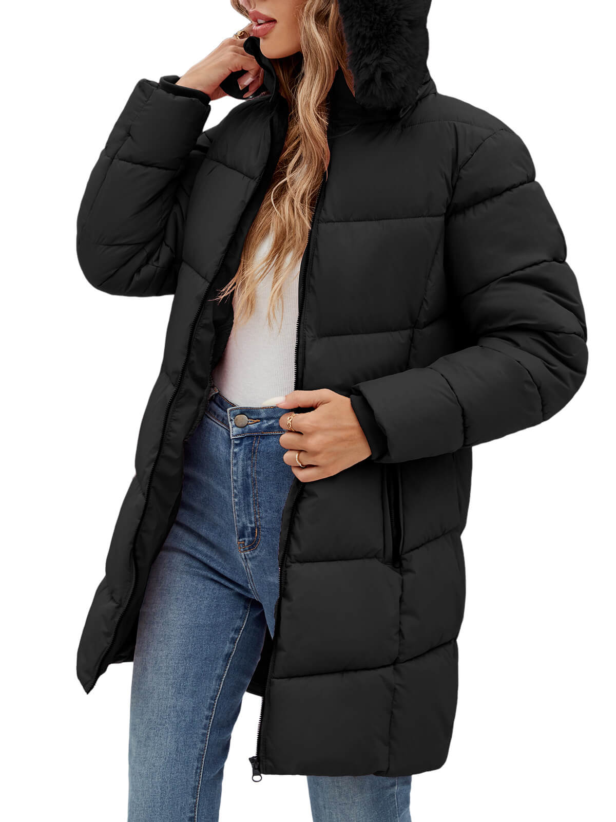 HEEKPEK Womens Long Winter Parka Hooded Puffer Jacket Water Repellent Fleece Lined Coat