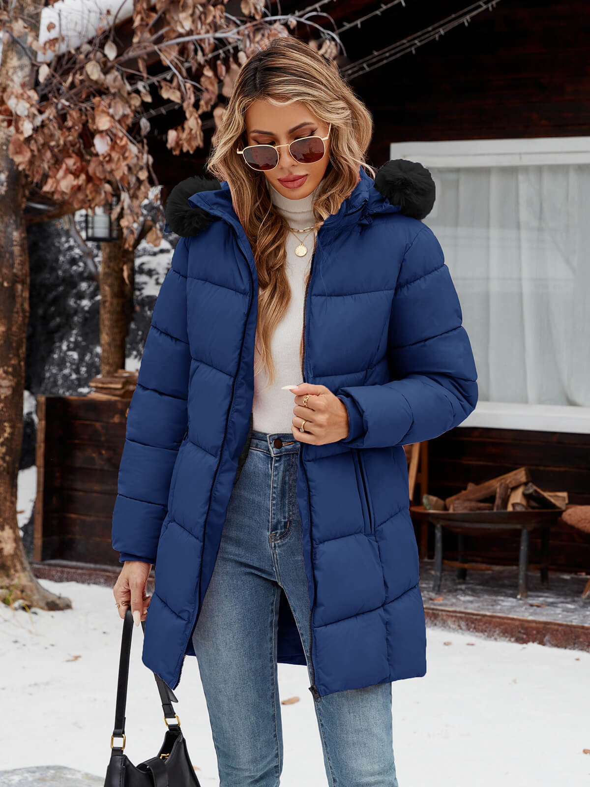 HEEKPEK Womens Long Winter Parka Hooded Puffer Jacket Water Repellent Fleece Lined Coat