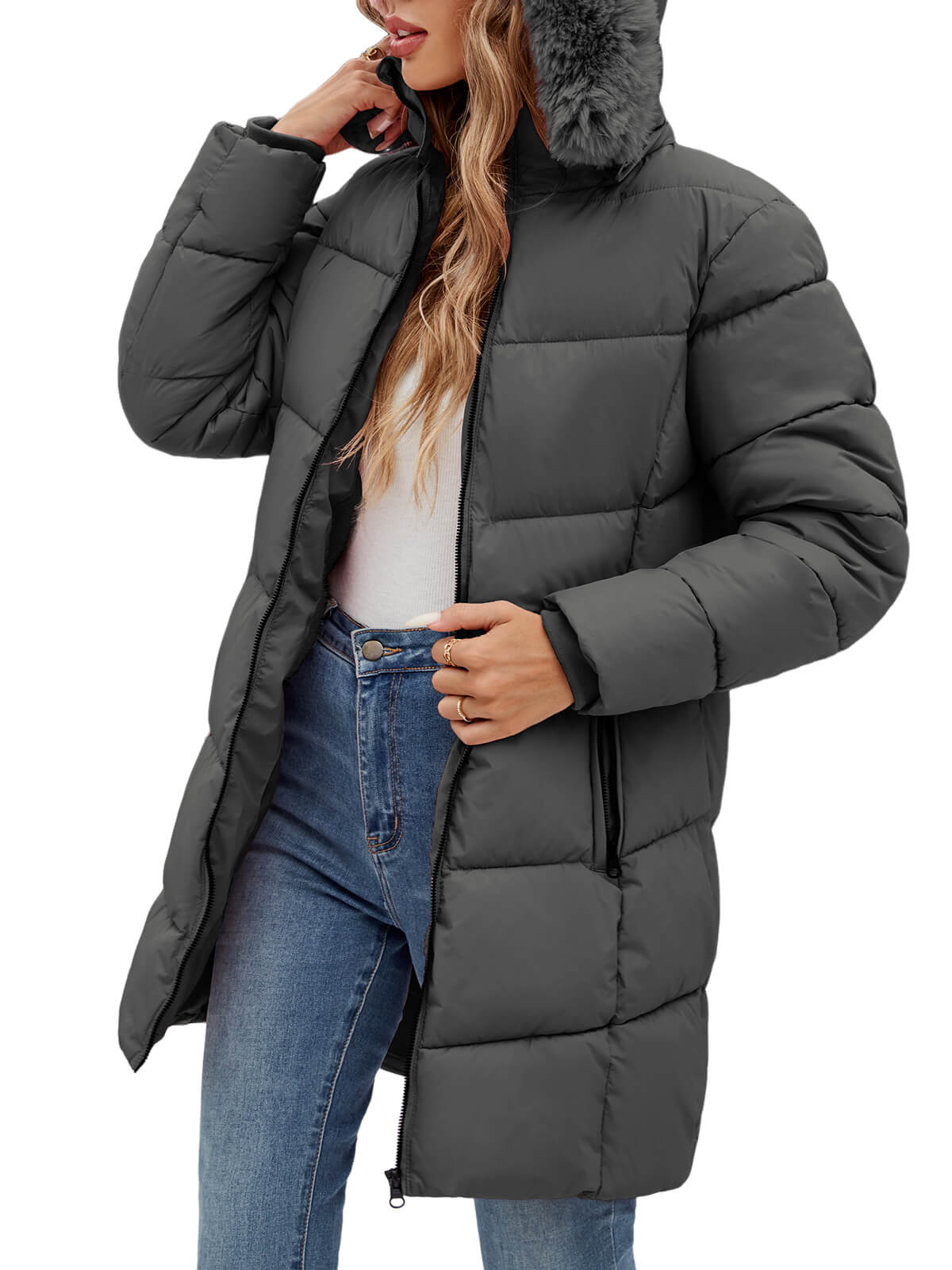 HEEKPEK Womens Long Winter Parka Hooded Puffer Jacket Water Repellent Fleece Lined Coat