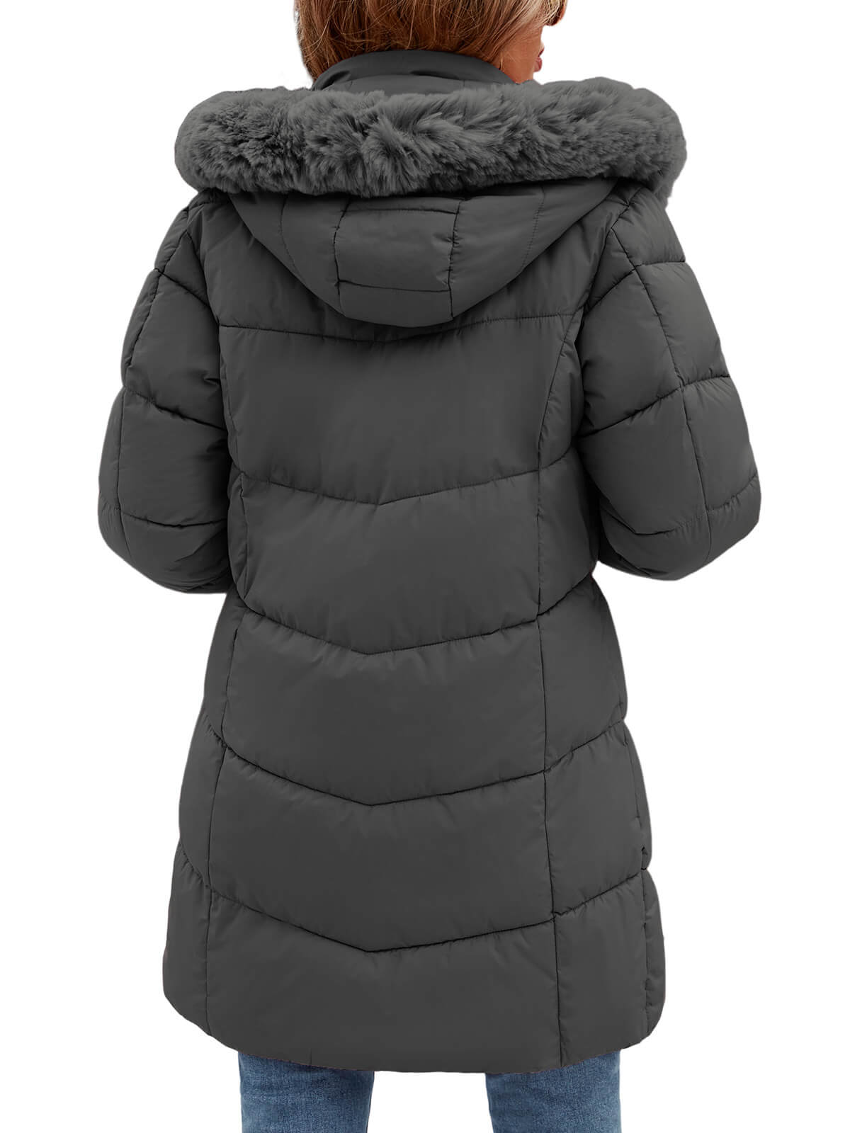 HEEKPEK Womens Long Winter Parka Hooded Puffer Jacket Water Repellent Fleece Lined Coat