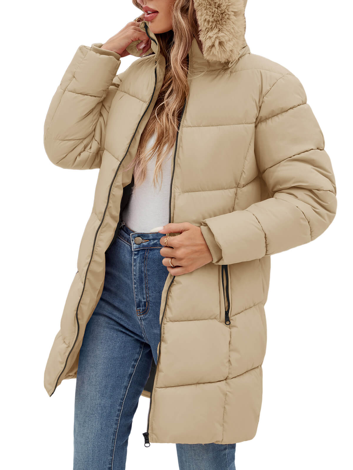 HEEKPEK Womens Long Winter Parka Hooded Puffer Jacket Water Repellent Fleece Lined Coat