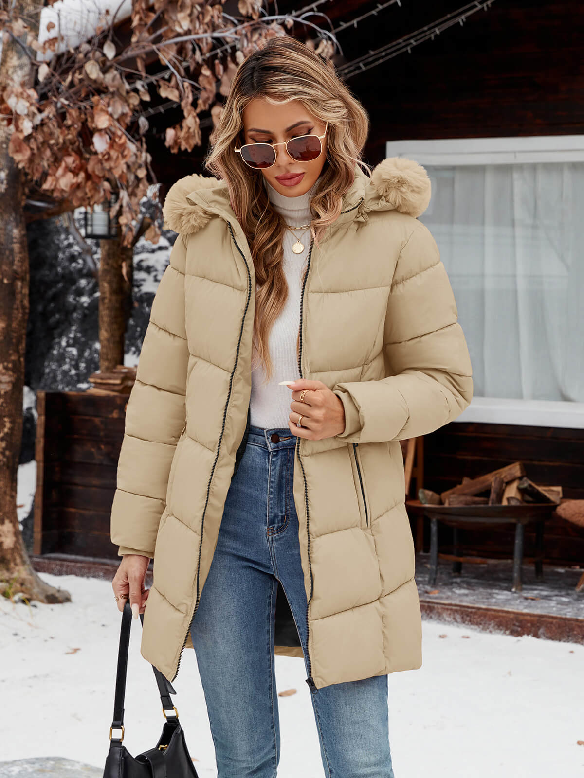 HEEKPEK Womens Long Winter Parka Hooded Puffer Jacket Water Repellent Fleece Lined Coat