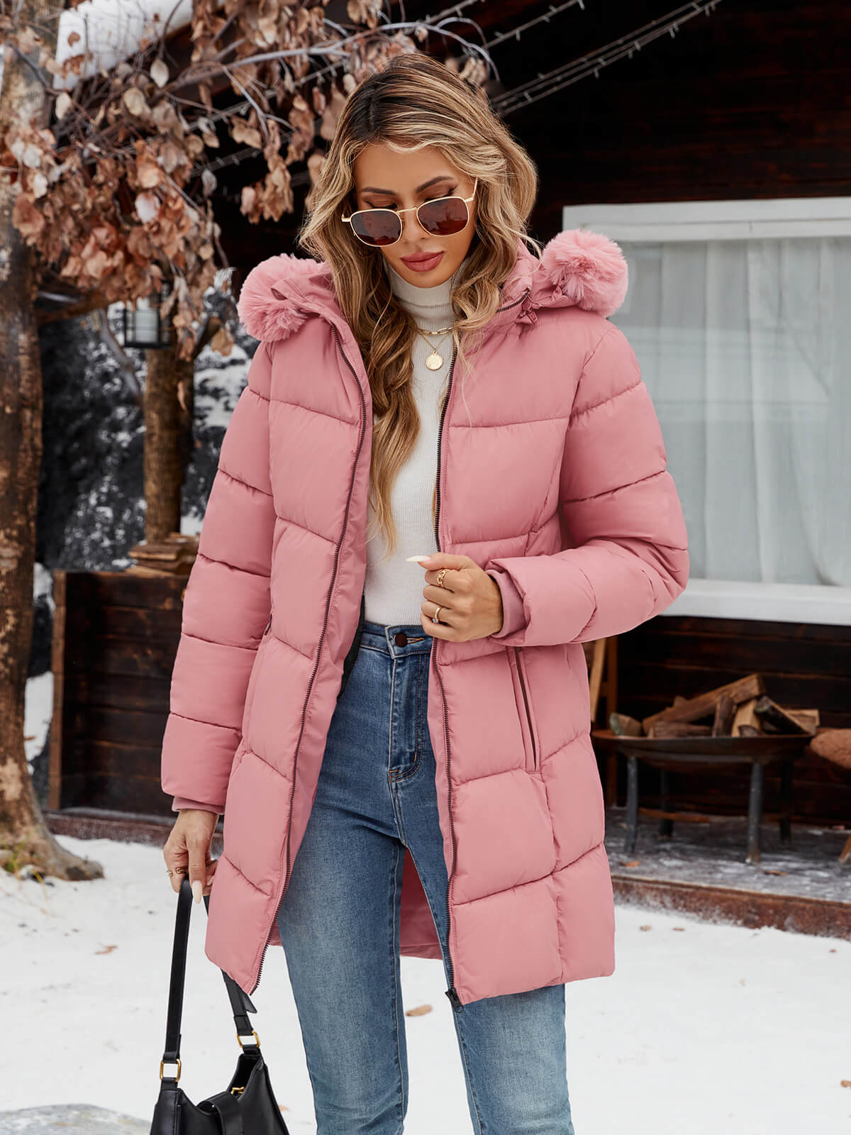 HEEKPEK Womens Long Winter Parka Hooded Puffer Jacket Water Repellent Fleece Lined Coat