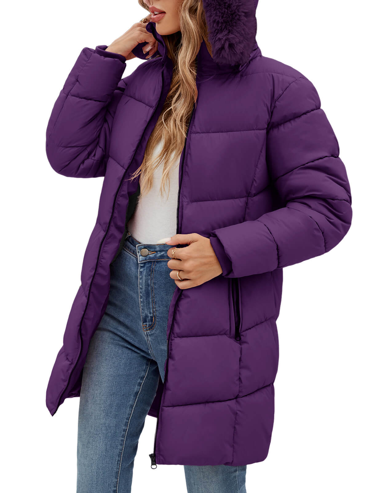 HEEKPEK Womens Long Winter Parka Hooded Puffer Jacket Water Repellent Fleece Lined Coat