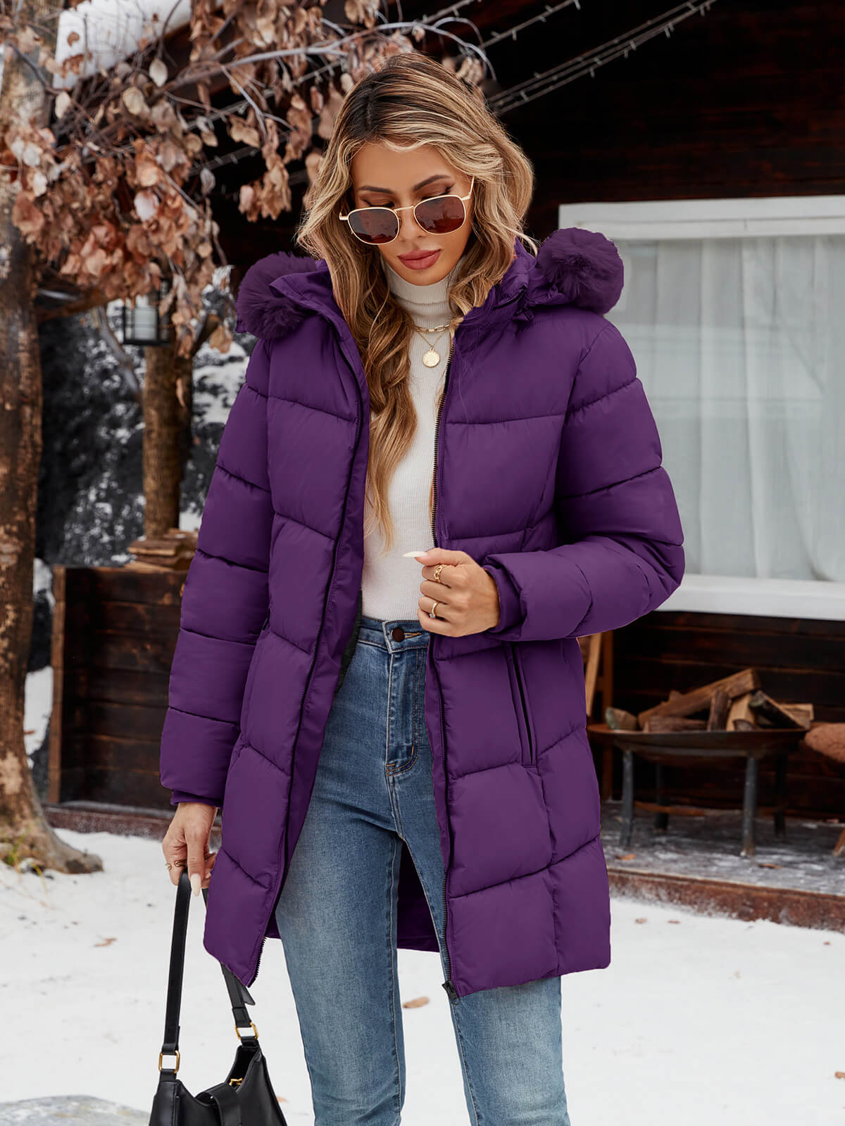 HEEKPEK Womens Long Winter Parka Hooded Puffer Jacket Water Repellent Fleece Lined Coat