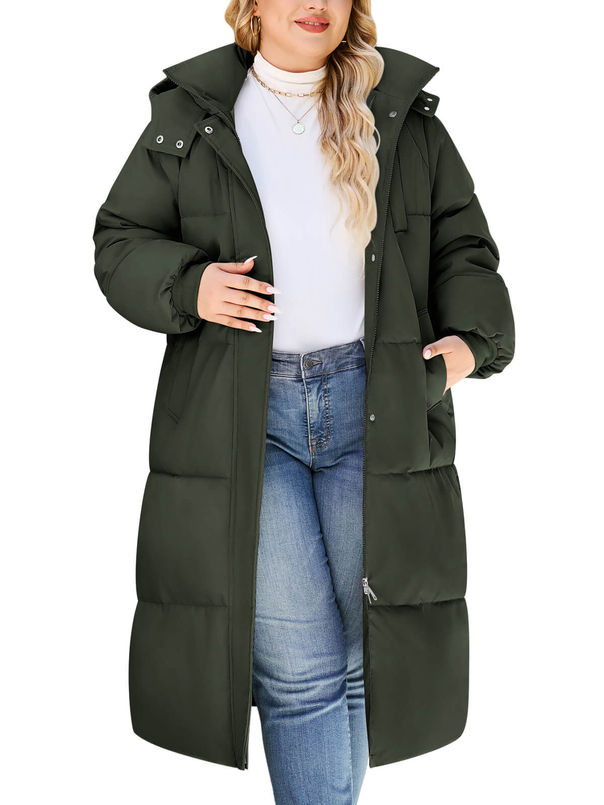 HEEKPEK Womens Plus Size Winter Hooded Puffer Parka Coat