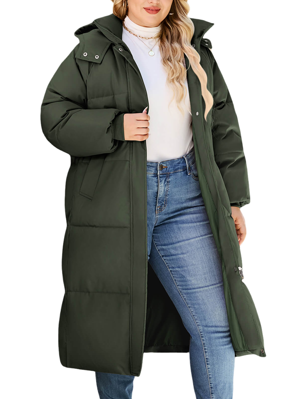 HEEKPEK Womens Plus Size Winter Hooded Puffer Parka Coat