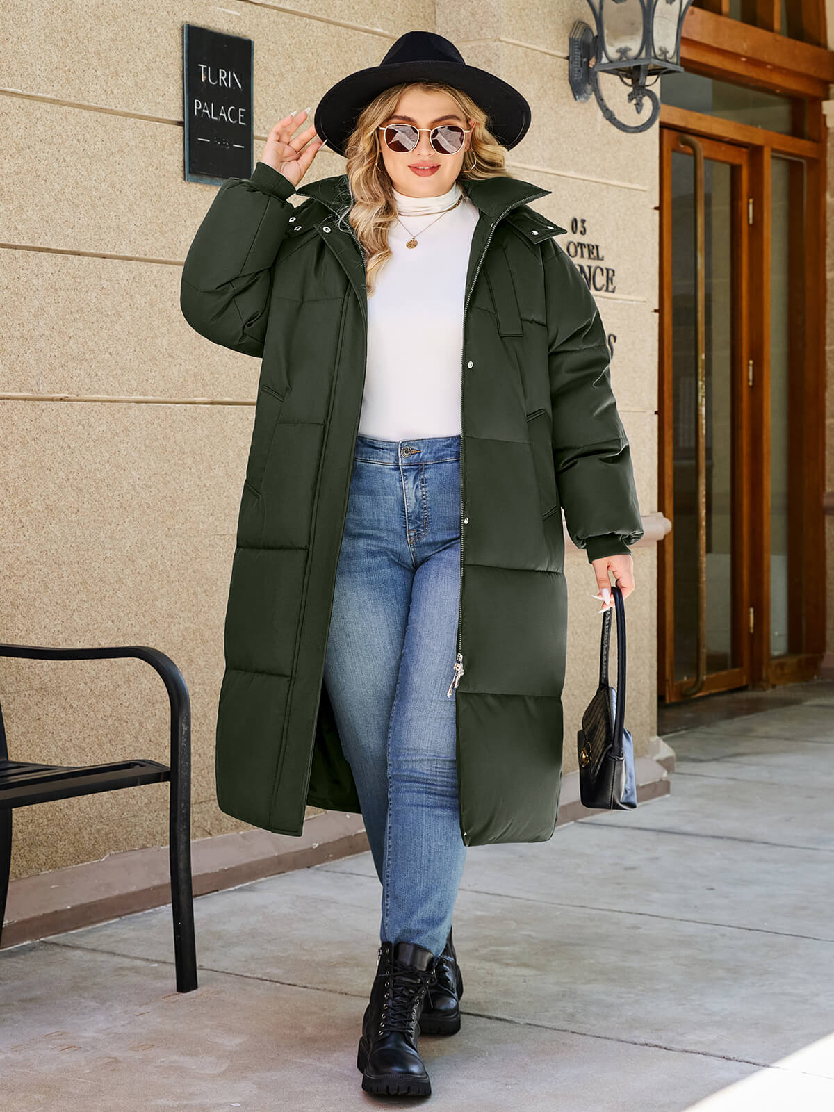 HEEKPEK Womens Plus Size Winter Hooded Puffer Parka Coat