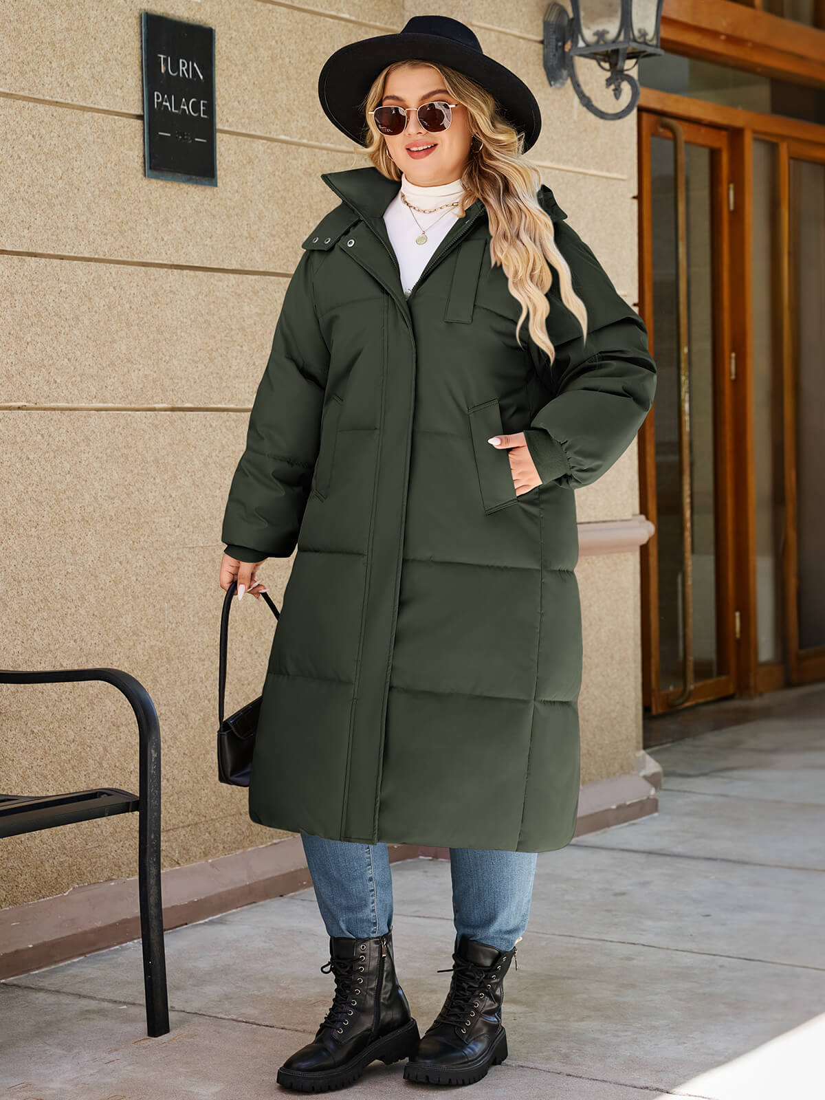 HEEKPEK Womens Plus Size Winter Hooded Puffer Parka Coat