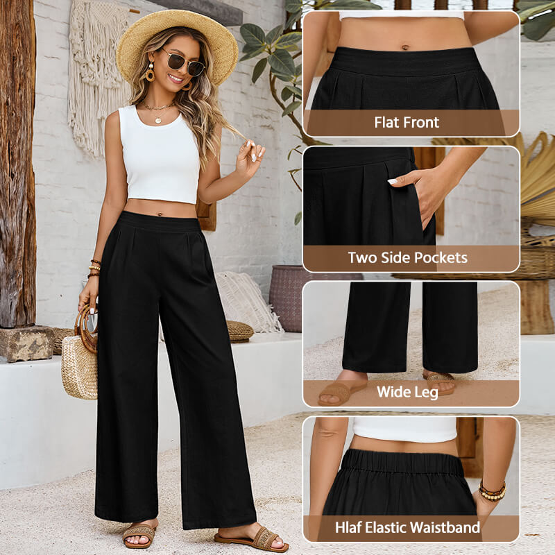 Women Cotton Pants Wide Leg