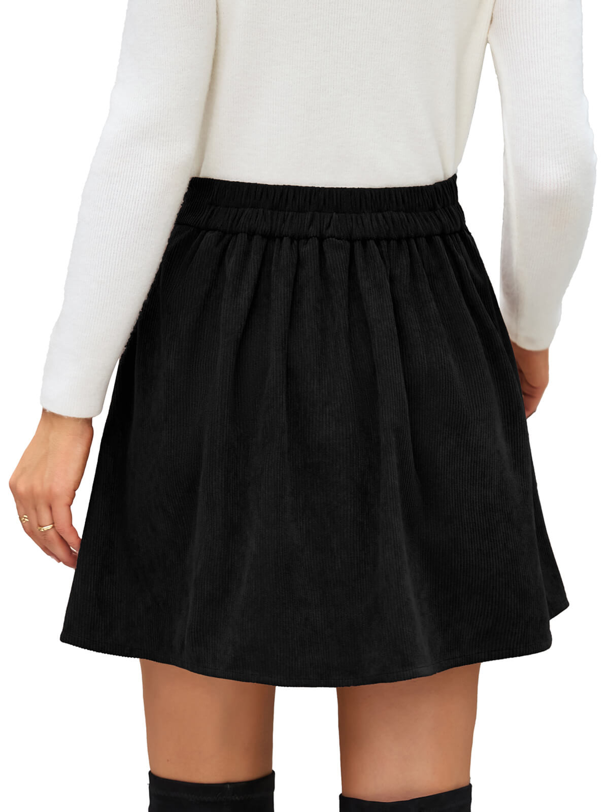 Women's button-down vintage corduroy midi skirt