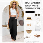 Damen Leinenhose Weites Bein