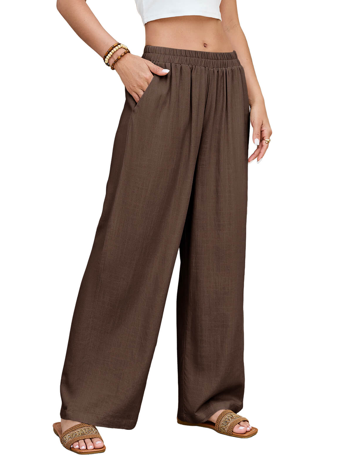 Damen Leinenhose Weites Bein