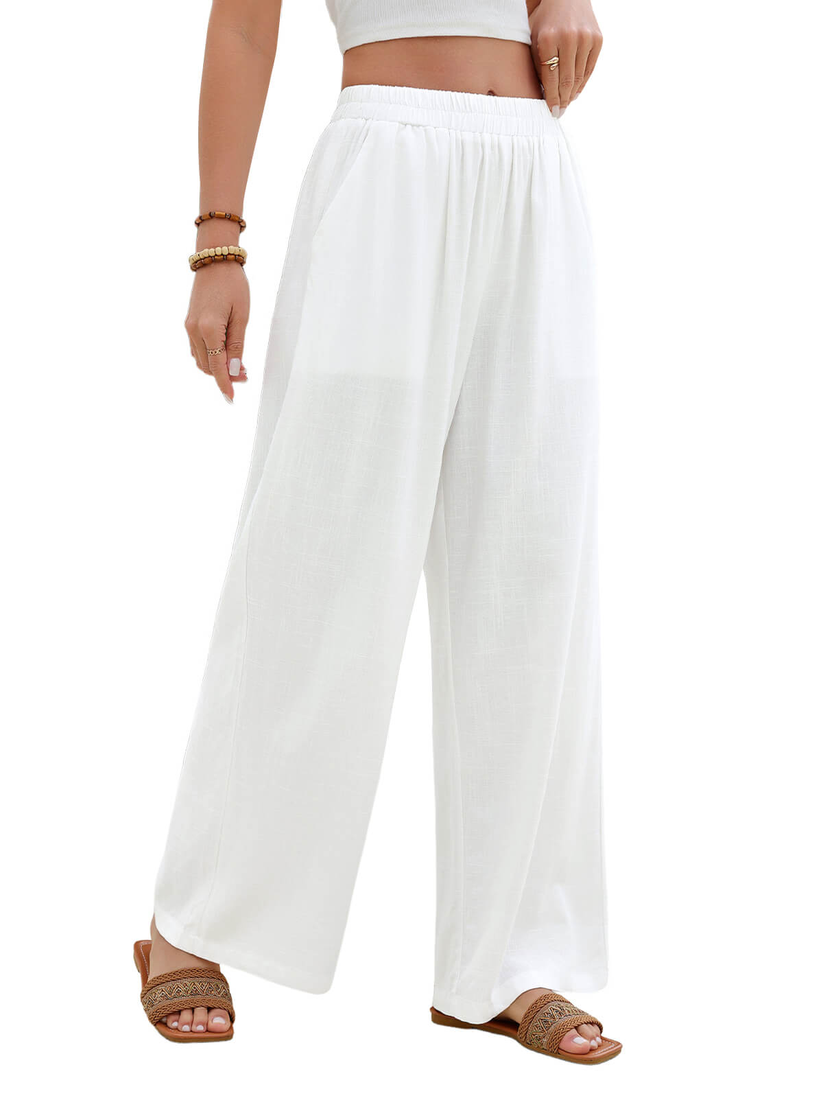 Damen Leinenhose Weites Bein