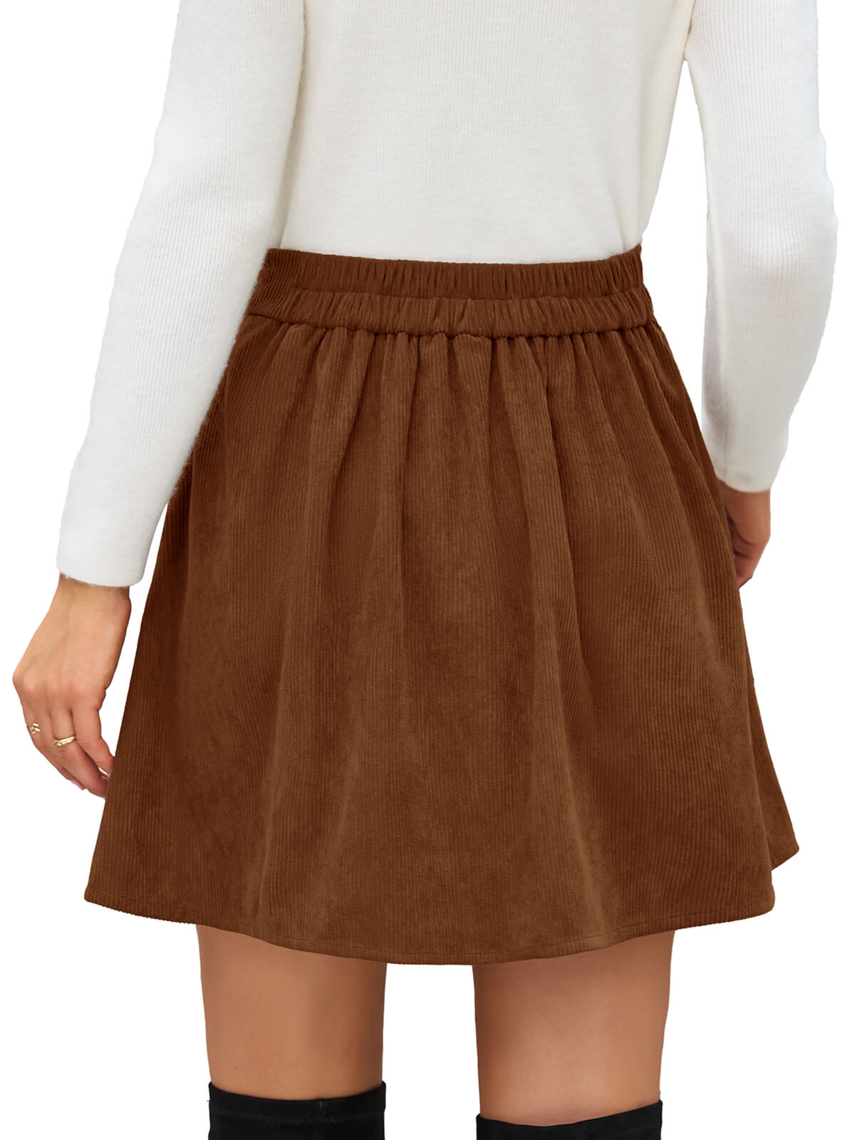Women's button-down vintage corduroy midi skirt