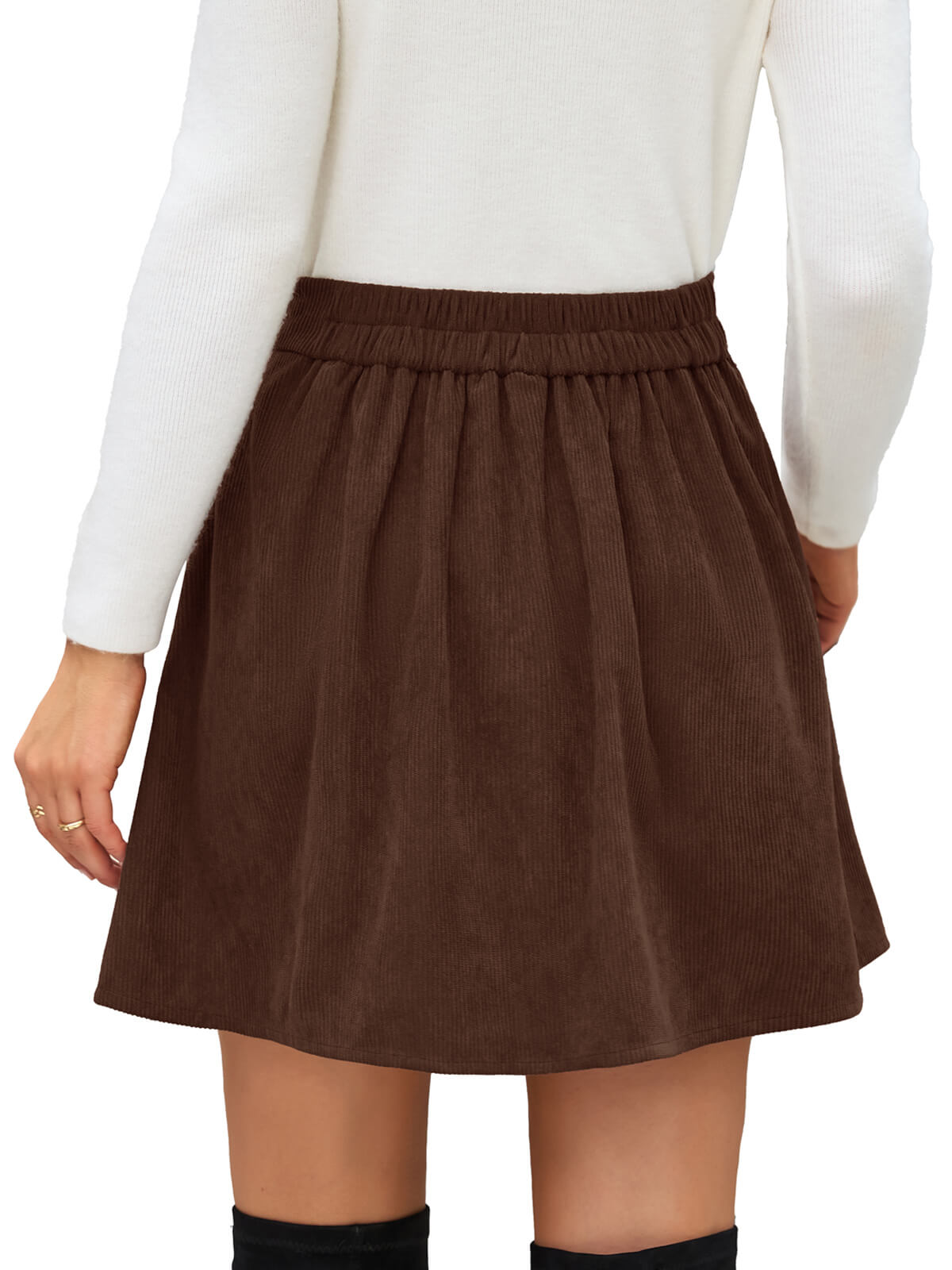 Women's button-down vintage corduroy midi skirt